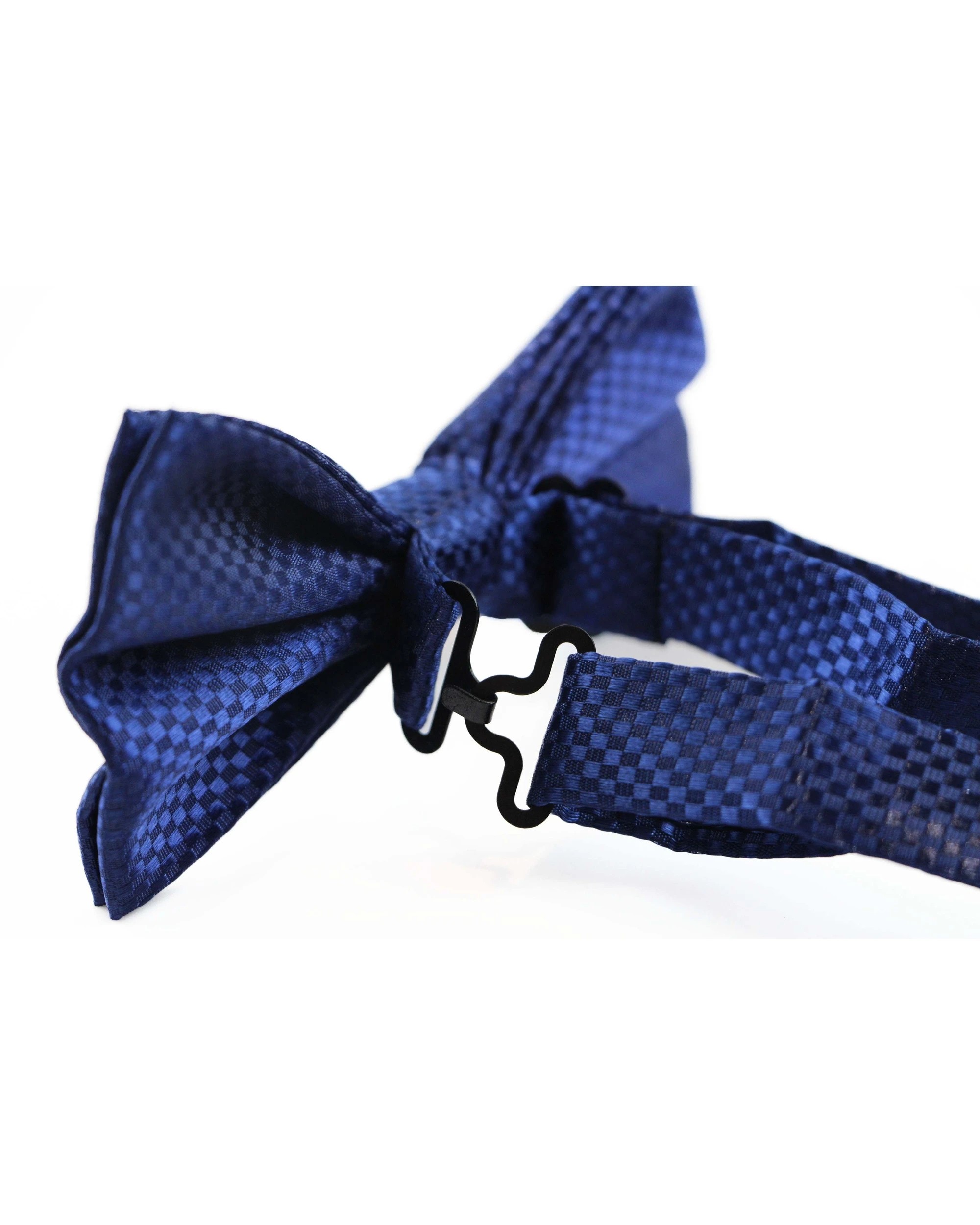 2 Zasel Mens Navy Disco Shine Checkered Patterned Bow Tie, 2 of 2