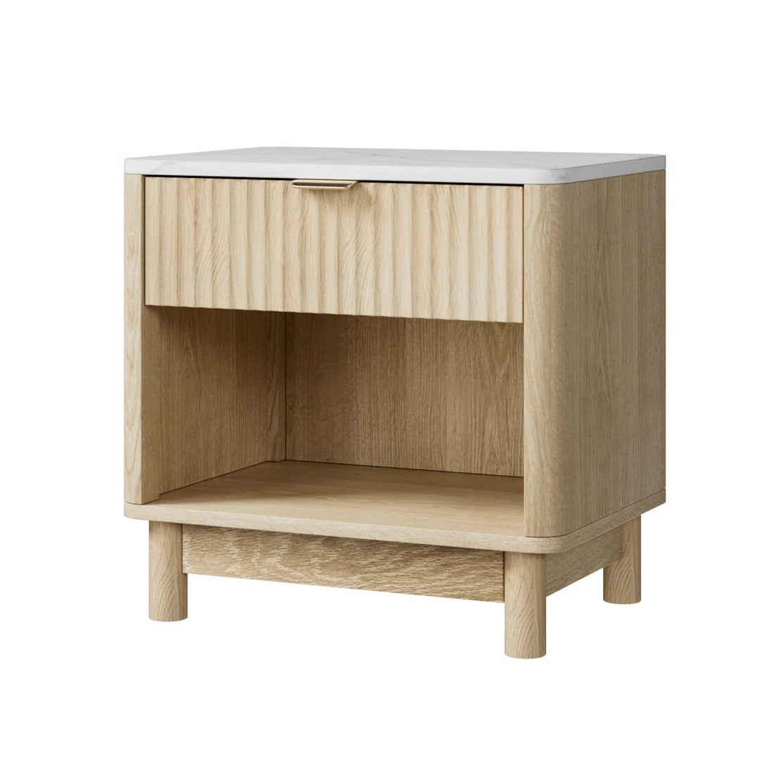 1 Artiss Bedside Table Nightstand 1 Drawer Shelves Pine - Natural, 1 of 7