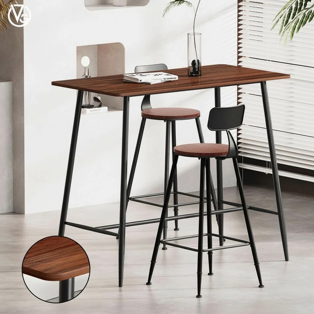 6 Artiss Bar Table and Stools Set Dining Desk Kitchen Chairs Cafe Pub - Multi, 6 of 8