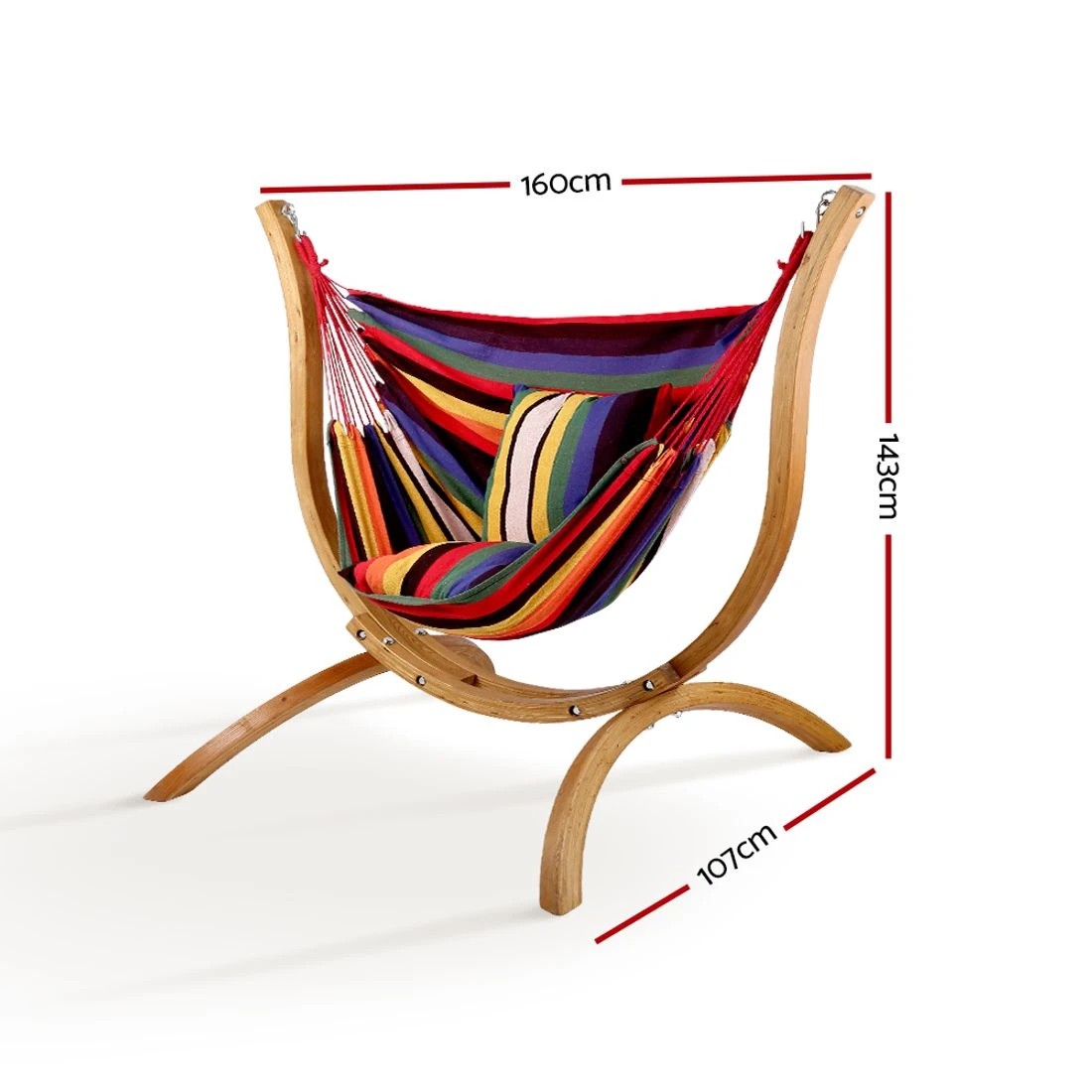 3 Gardeon Hammock Chair Timber Outdoor Furniture Camping with Wooden Stand - Multi, 3 of 5