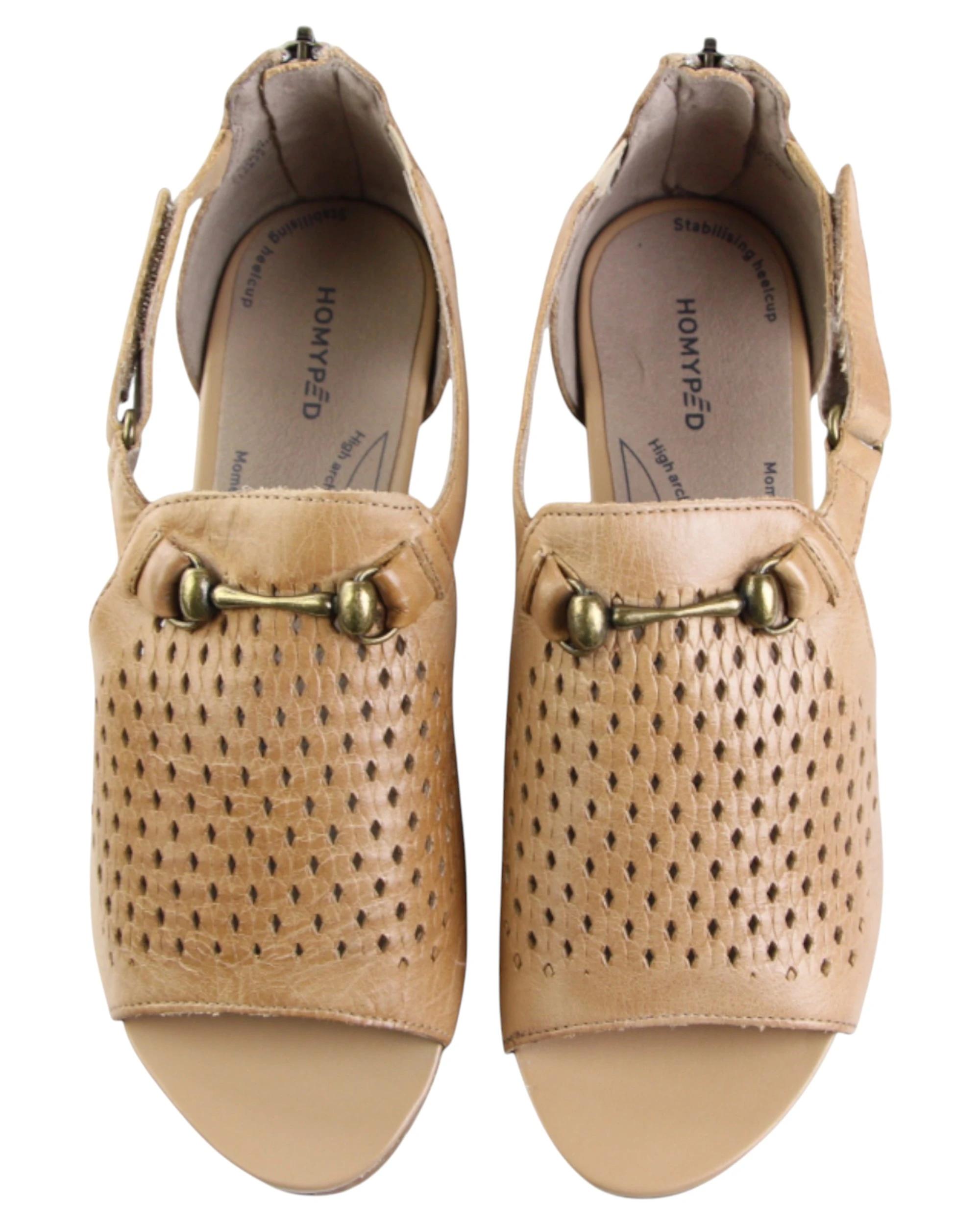 3 HomyPed Womens Florence Sandals Slip On Shoes Flats Latte Tan, 3 of 5