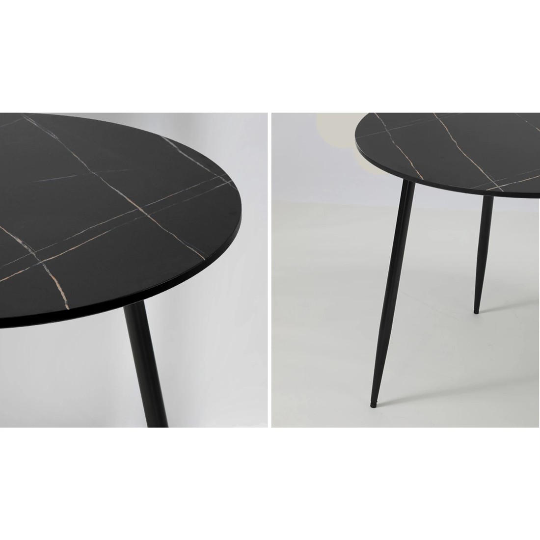 8 Oikiture 110cm Dining Table Round Wooden Table With Marble Effect Metal Legs
 - Black, 8 of 9