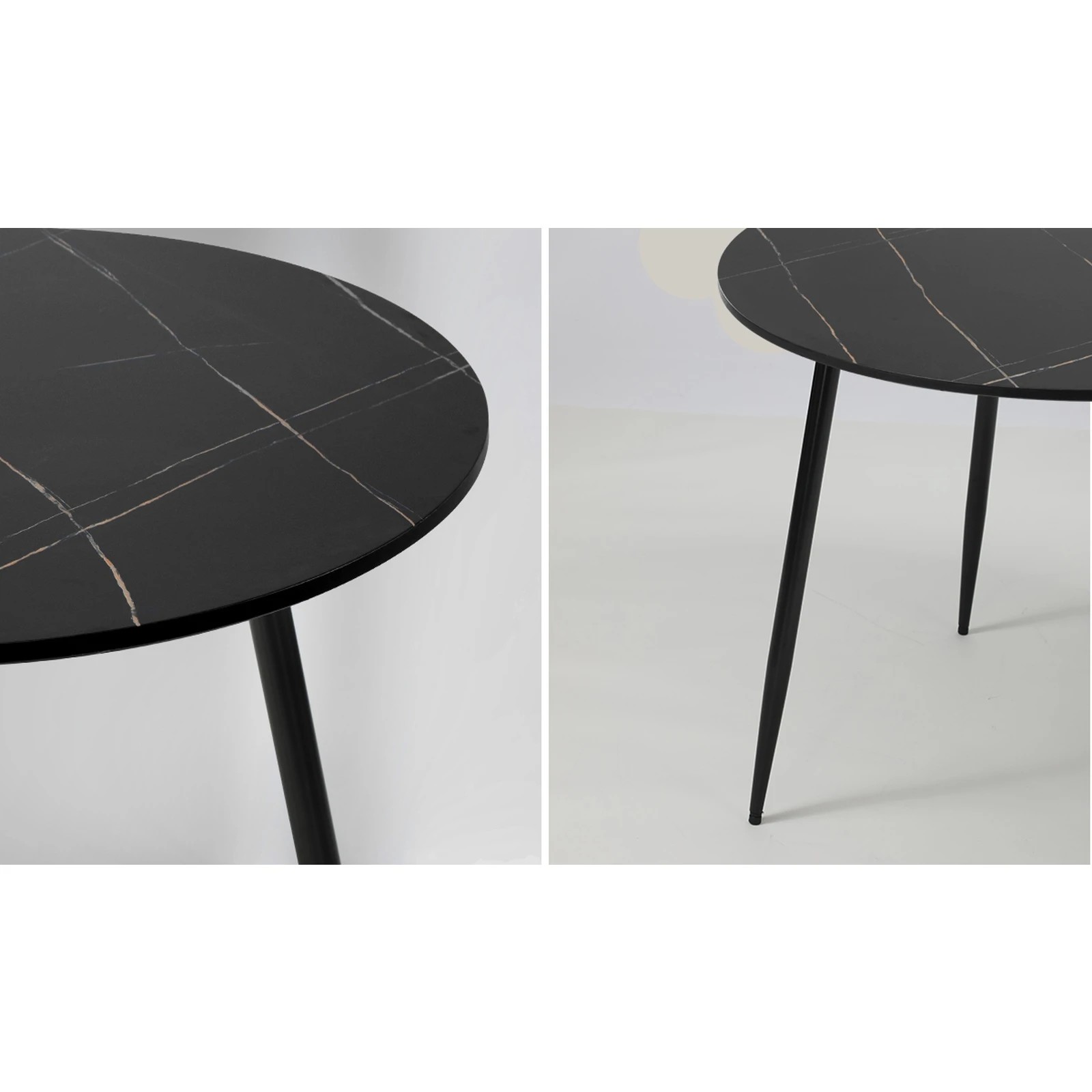 8 Oikiture 110cm Dining Table Round Wooden Table With Marble Effect Metal Legs
 - Black, 8 of 9