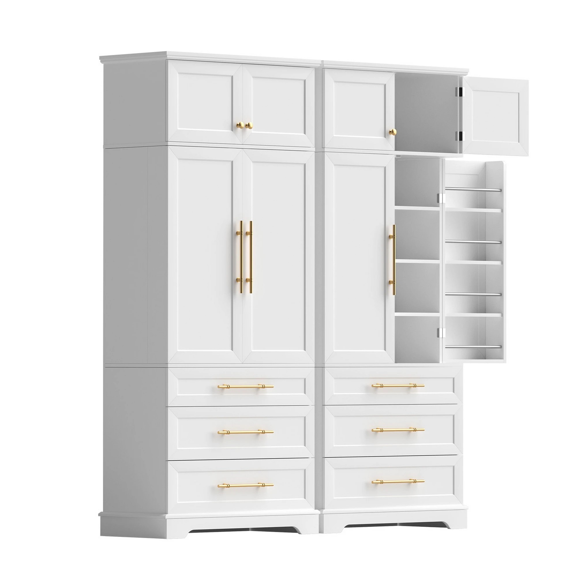 1 Artiss 2X Buffet Sideboard Cabinet Pantry Kitchen Storage Cupboard Drawers - White, 1 of 9