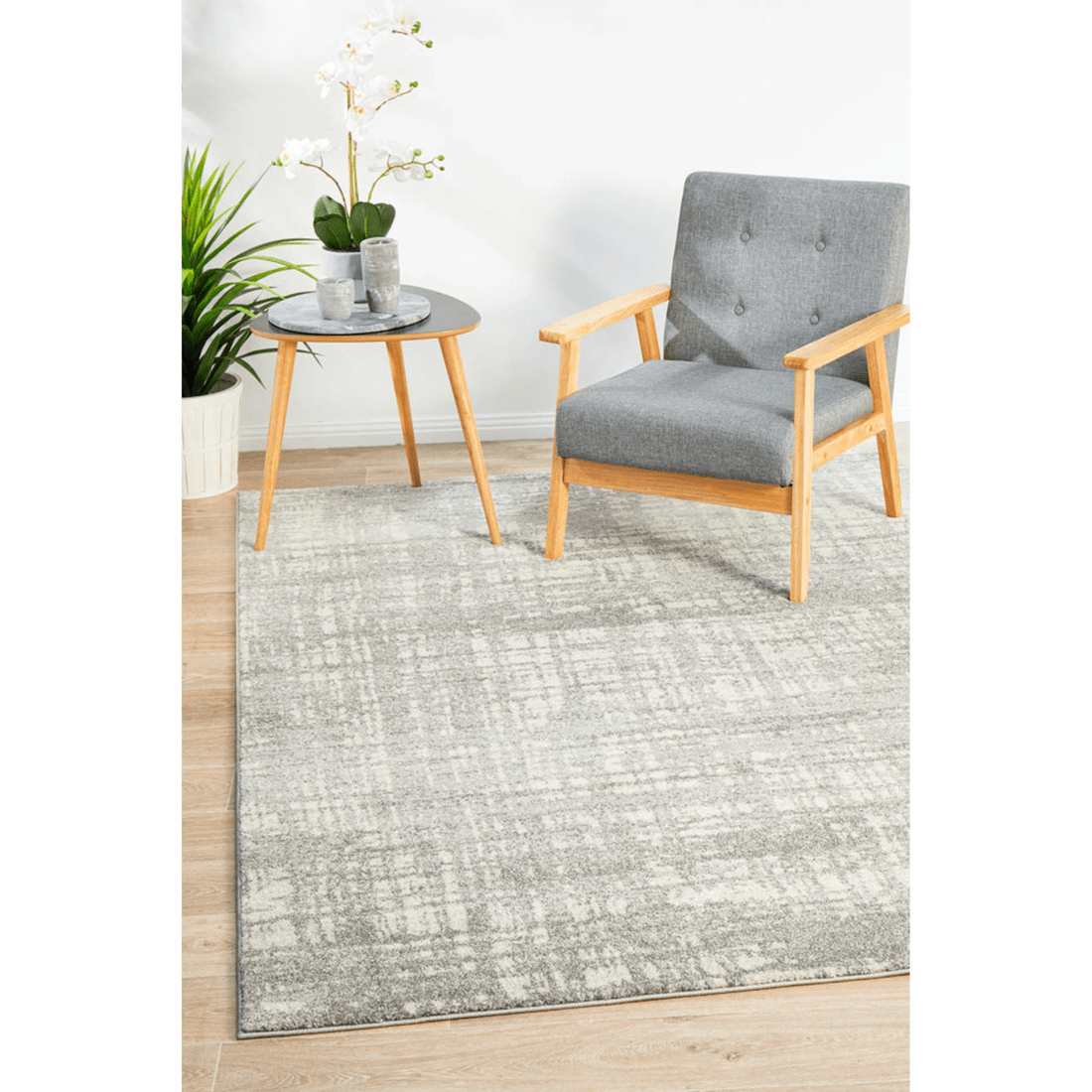 1 Rug Culture Mirage Ashley Abstract Silver Grey Rug, 160 x 230 cm, 10mm Pile, Polypropylene - Silver, 1 of 9
