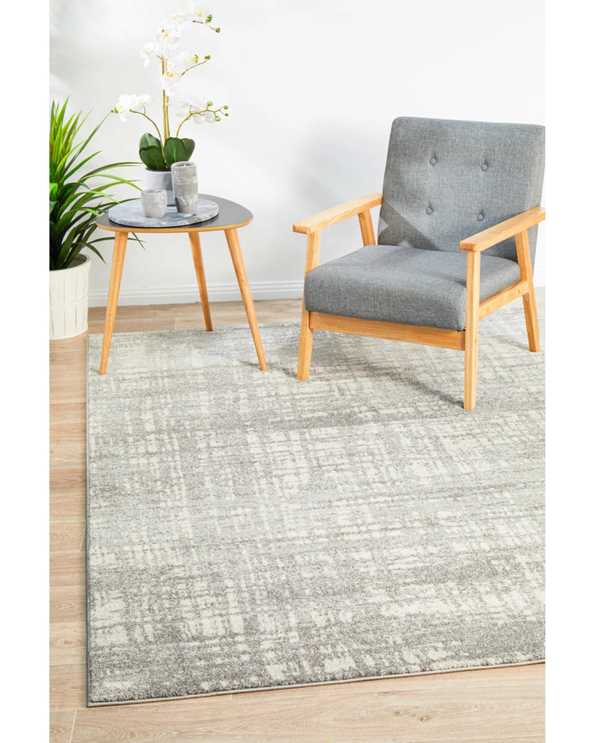 1 Rug Culture Mirage Ashley Abstract Silver Grey Rug, 160 x 230 cm, 10mm Pile, Polypropylene - Silver, 1 of 9
