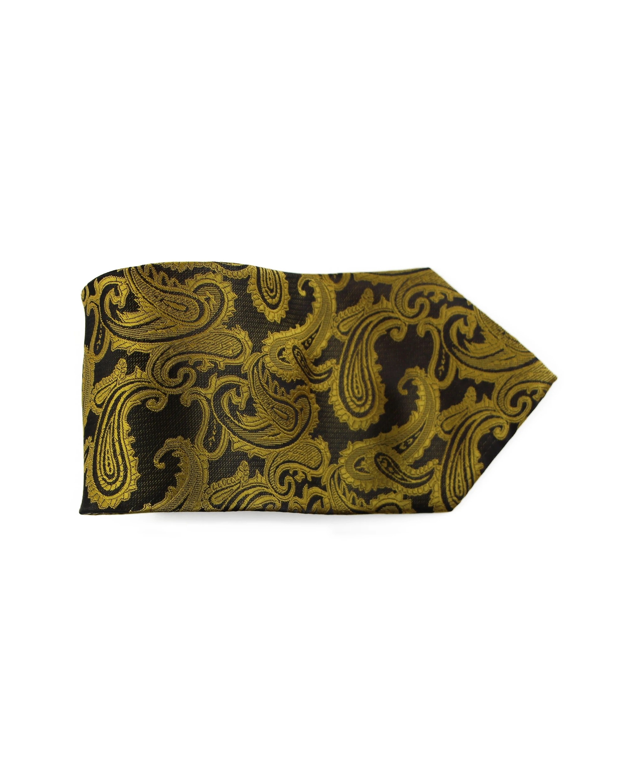 2 Zasel Mens Black & Mustard Gold Paisley Patterned Neck Tie, 2 of 2