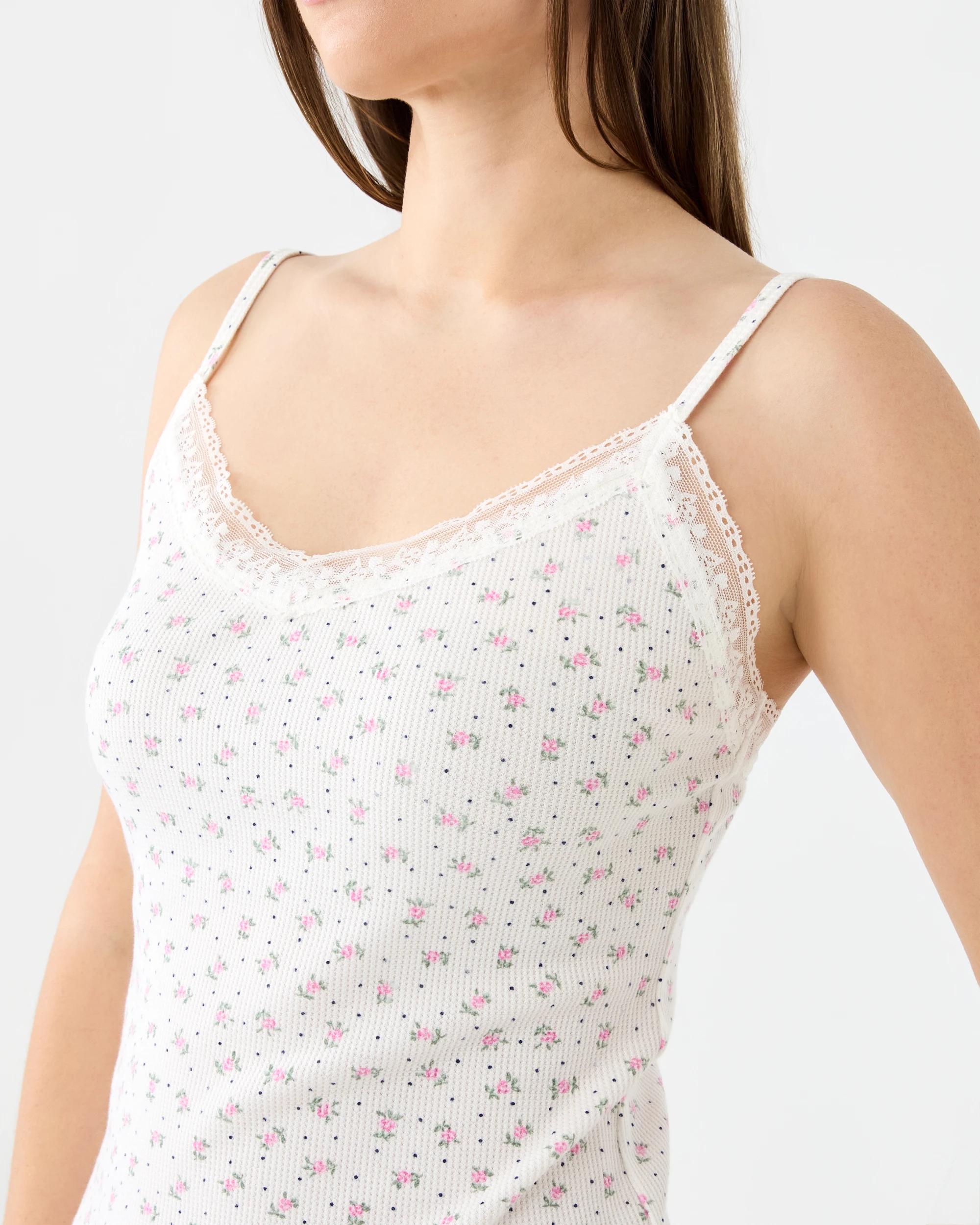 6 Lace Trim Waffle Cami Rose Spot, 6 of 7