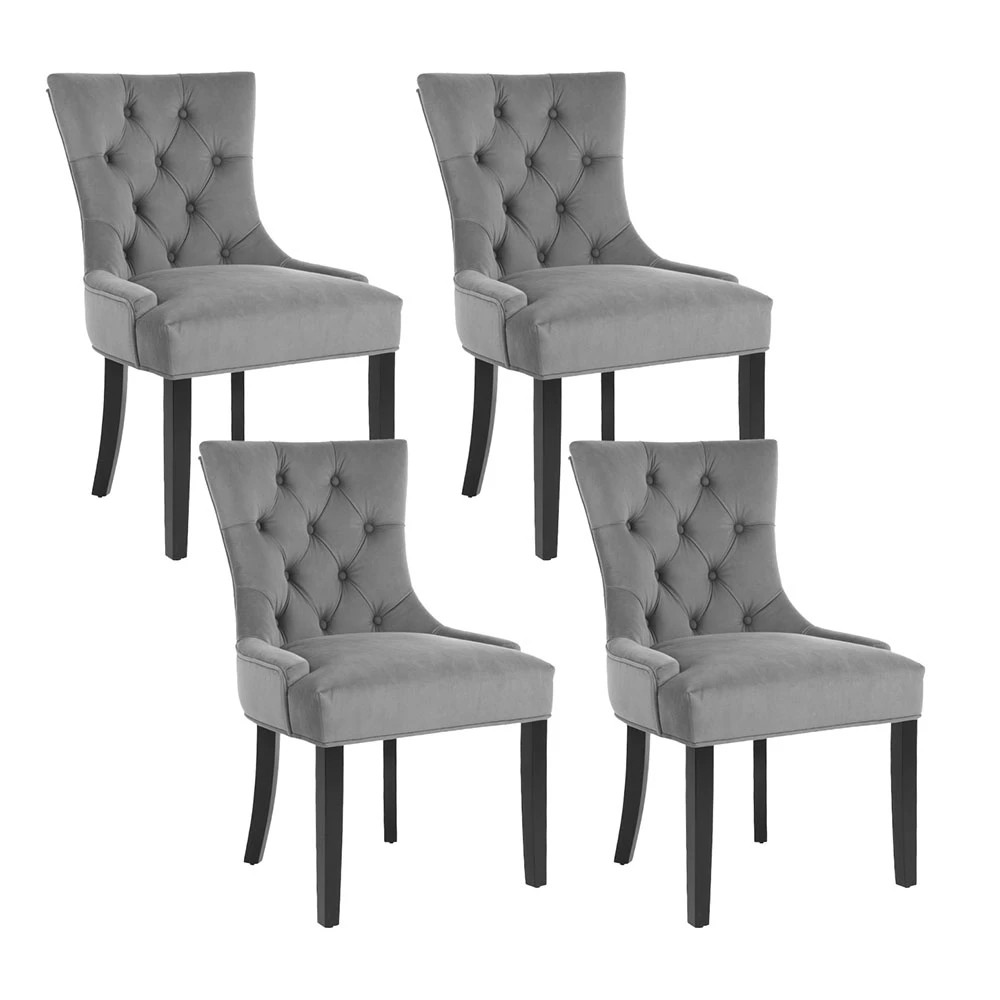 1 Artiss Dining Chairs Set of 4  French Provincial - Grey, 1 of 5