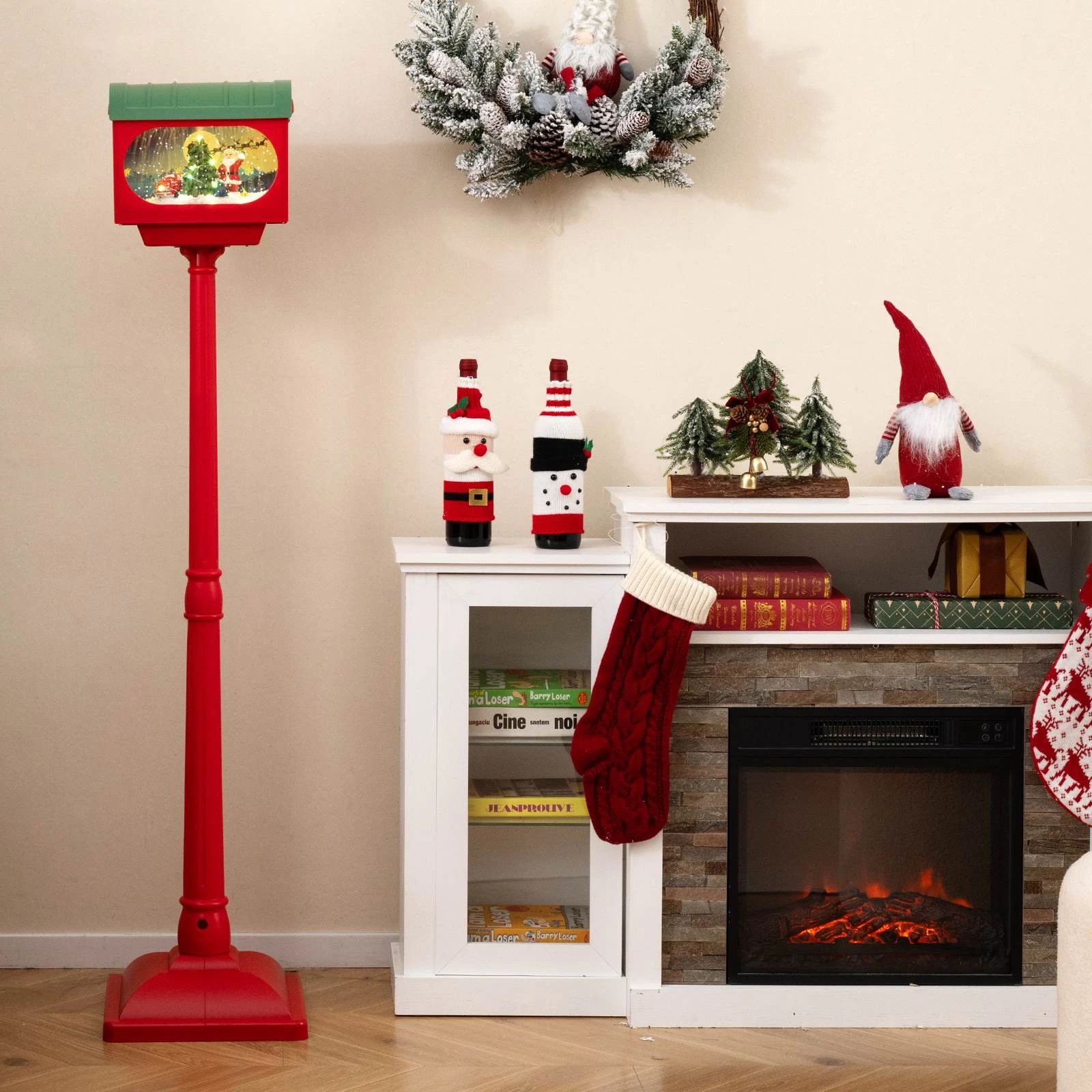 2 Costway Christmas Street Lamp Post Xmas Light Decoration Snow Globe Gift, 2 of 3