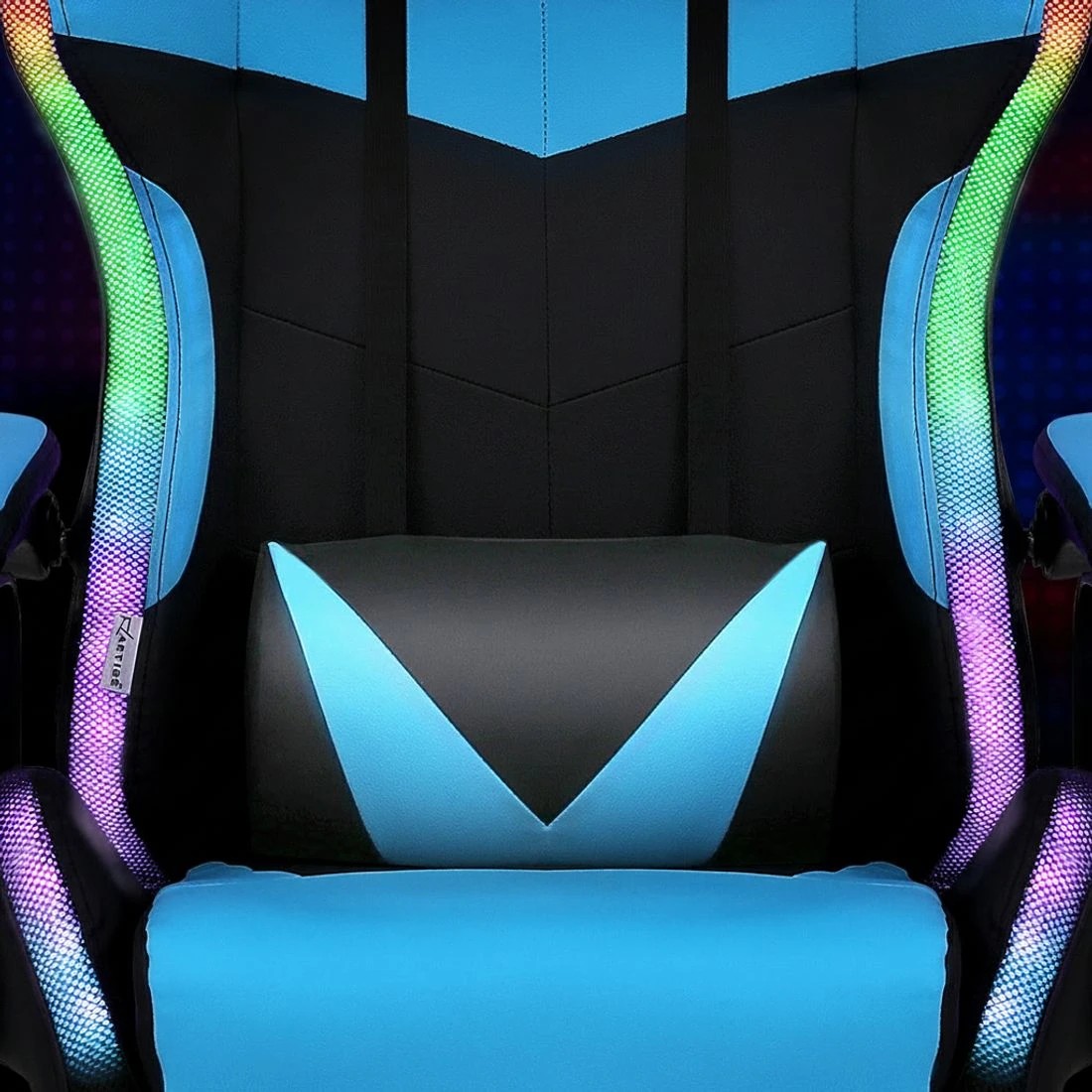 4 Artiss Gaming Office Chair 12 RGB LED Massage Computer Work Seat Footrest Cyan - Multi, 4 of 7