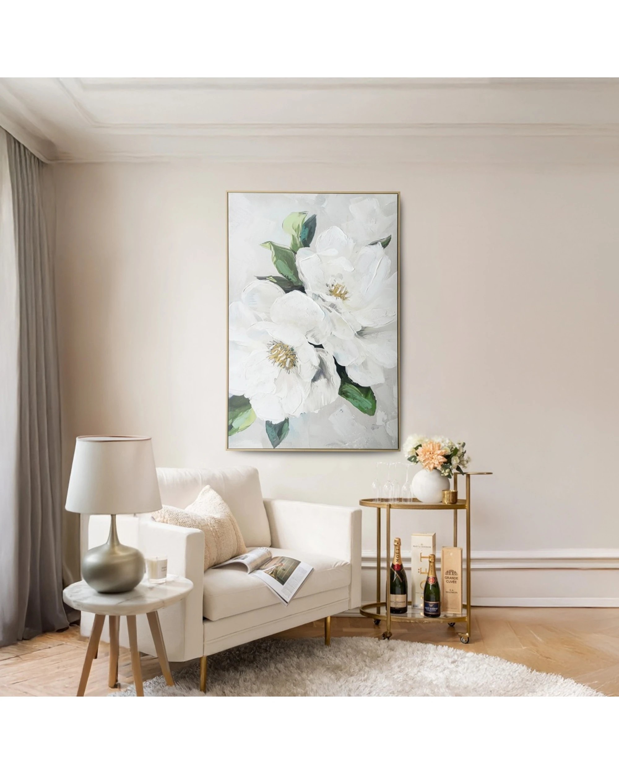 7 Urban Style Brushmarks Embellished Canvas Painting Artwork Magnolia 1225mm - White, 7 of 7