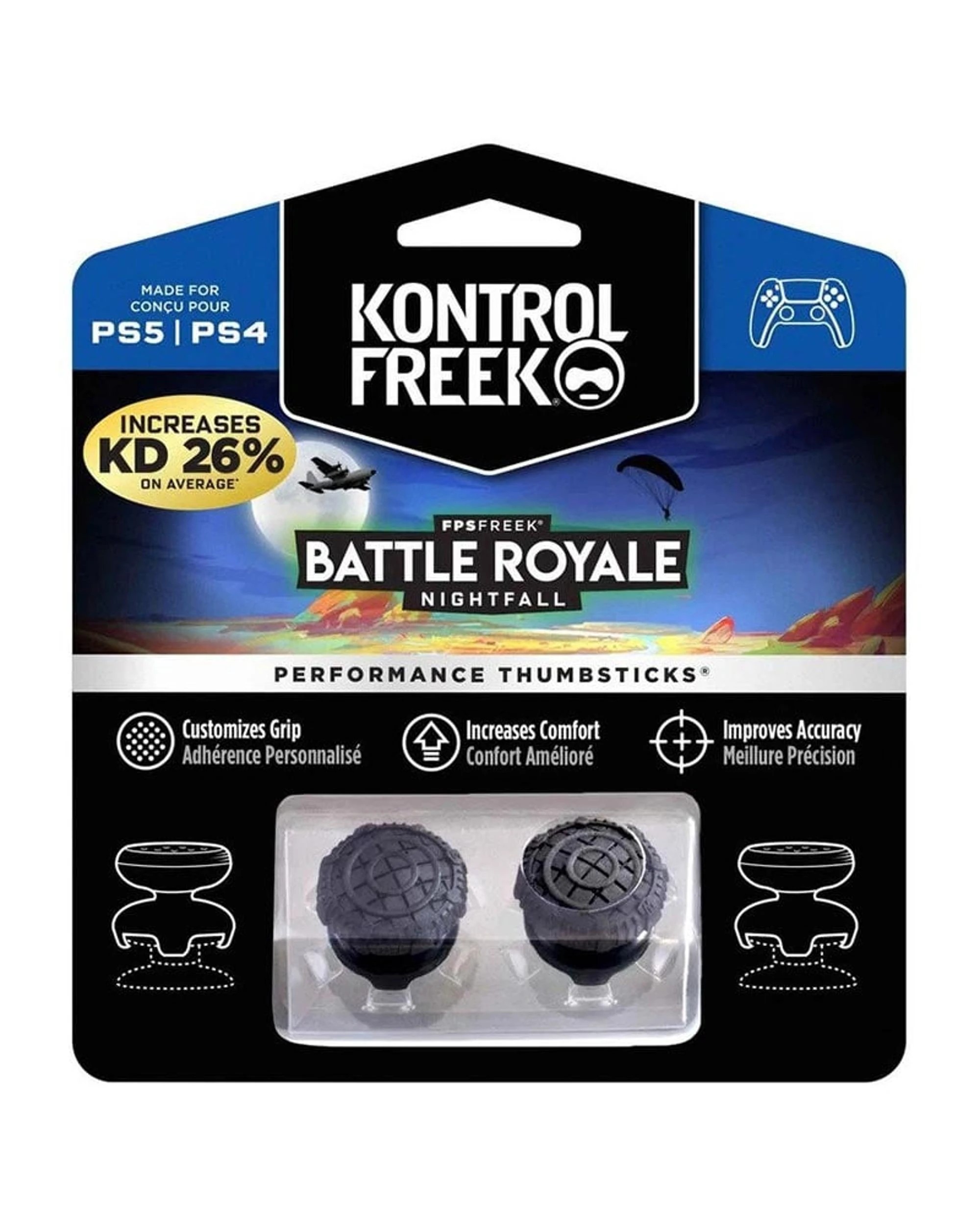 1 KontrolFreek FPS Freek Battle Royale Nightfall Performance Thumbsticks for PS4, PS5 - Black, 1 of 5