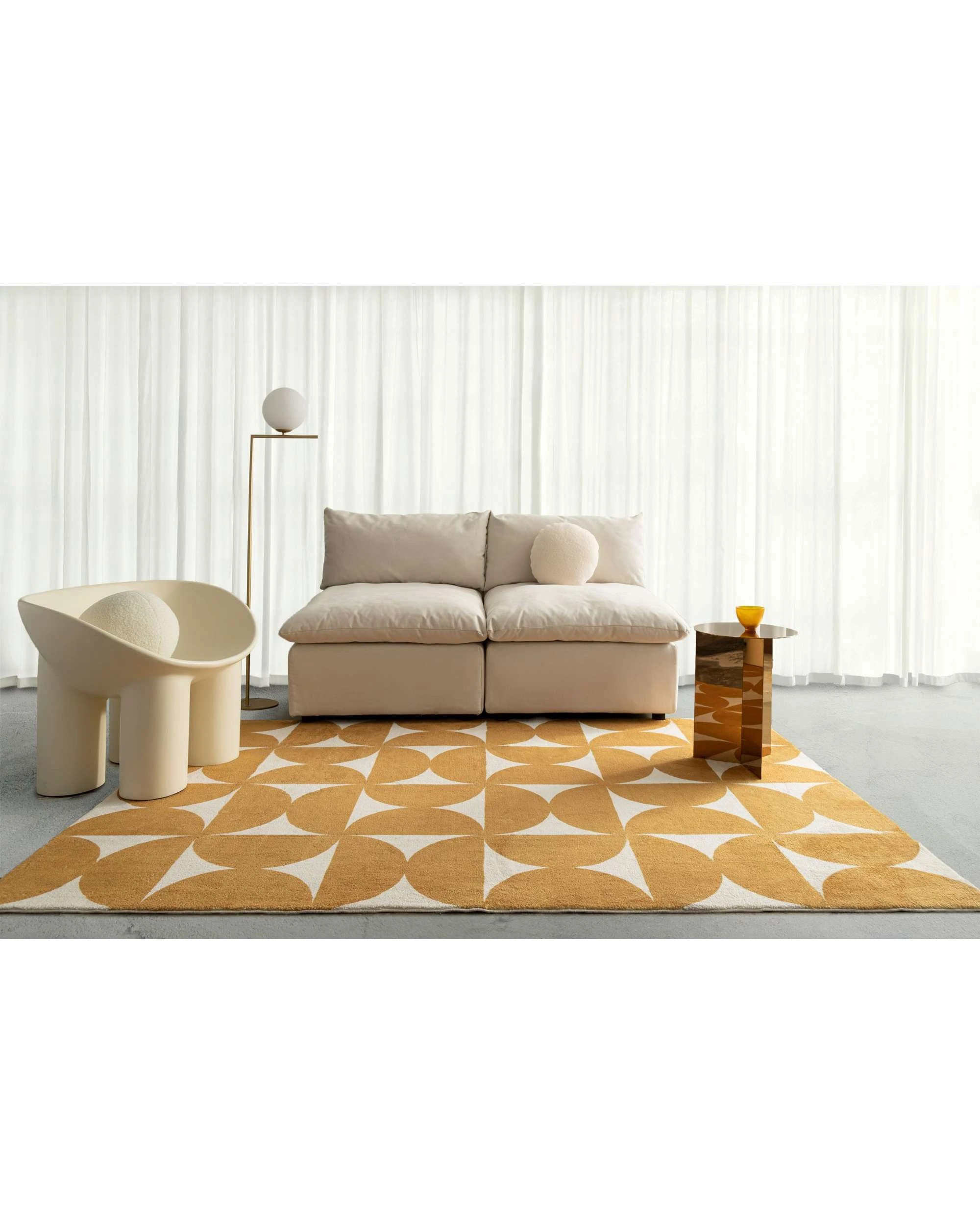 2 Loopsie Almere Geometric Washable Rug-180cm x 120cm - Gold, 2 of 7