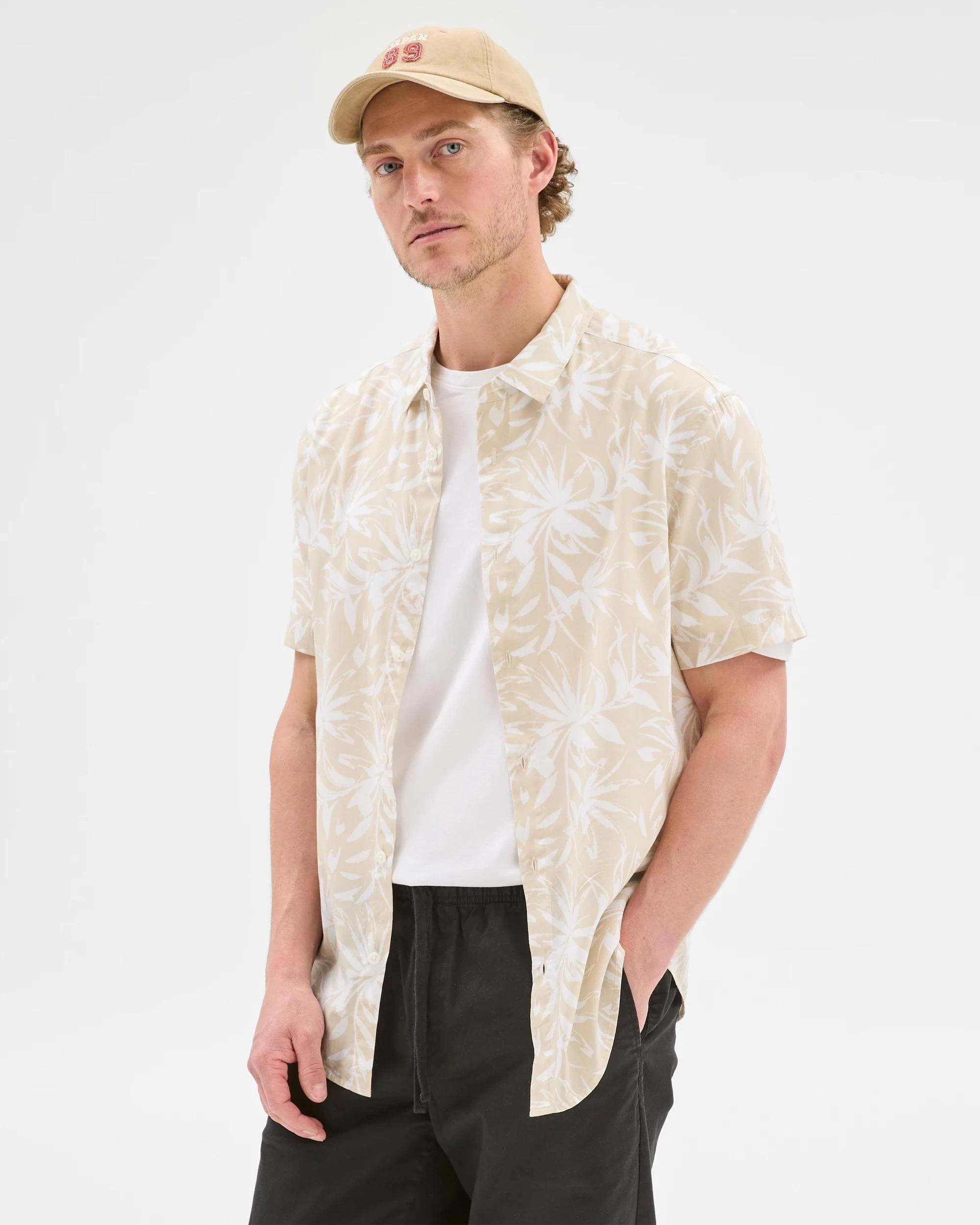 3 Target Australian Cotton Blend Floral Print Shirt STONE, 3 of 6