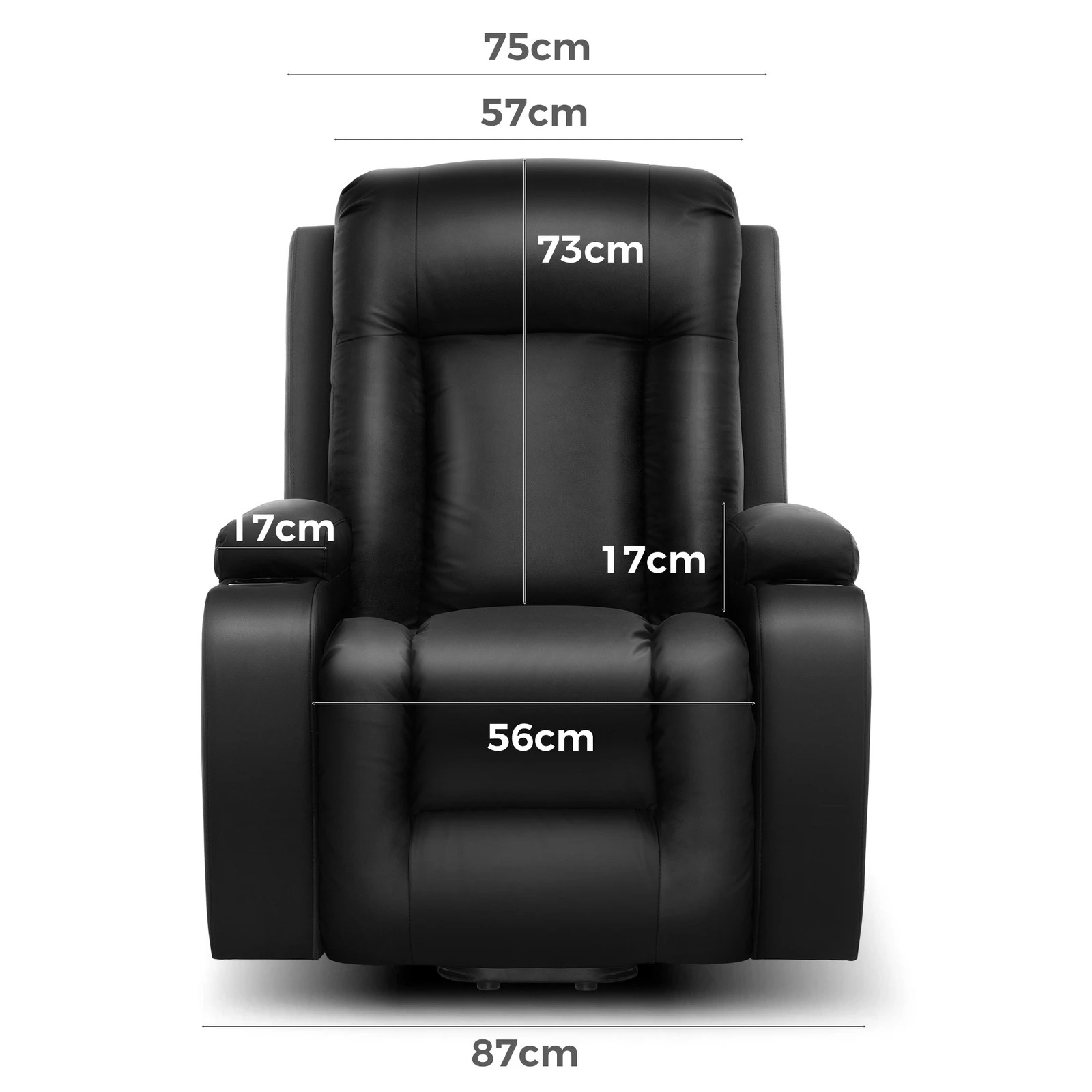 9 Alfordson Recliner Chair Heated Massage Armchair Lounge Sofa Leather - Black, 9 of 9