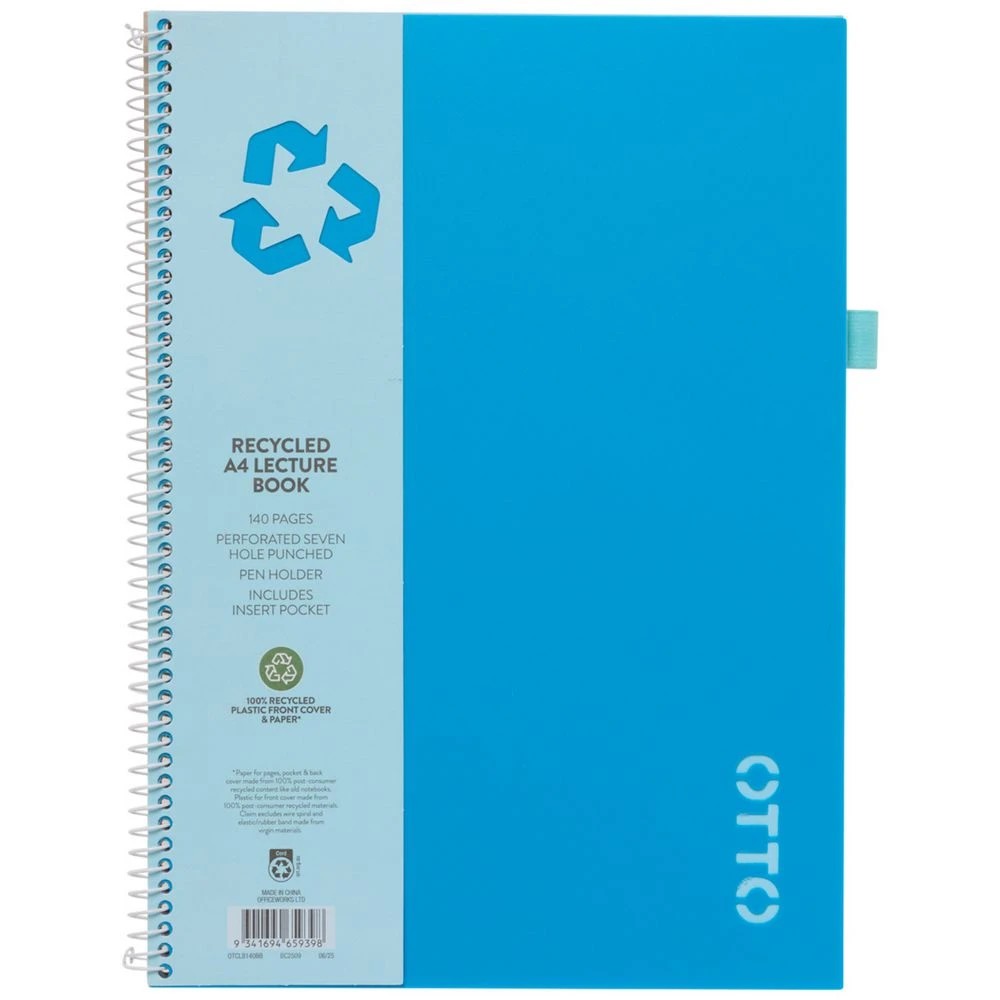 1 Otto A4 Recycled Lecture Book 140 Page Blue, 1 of 5