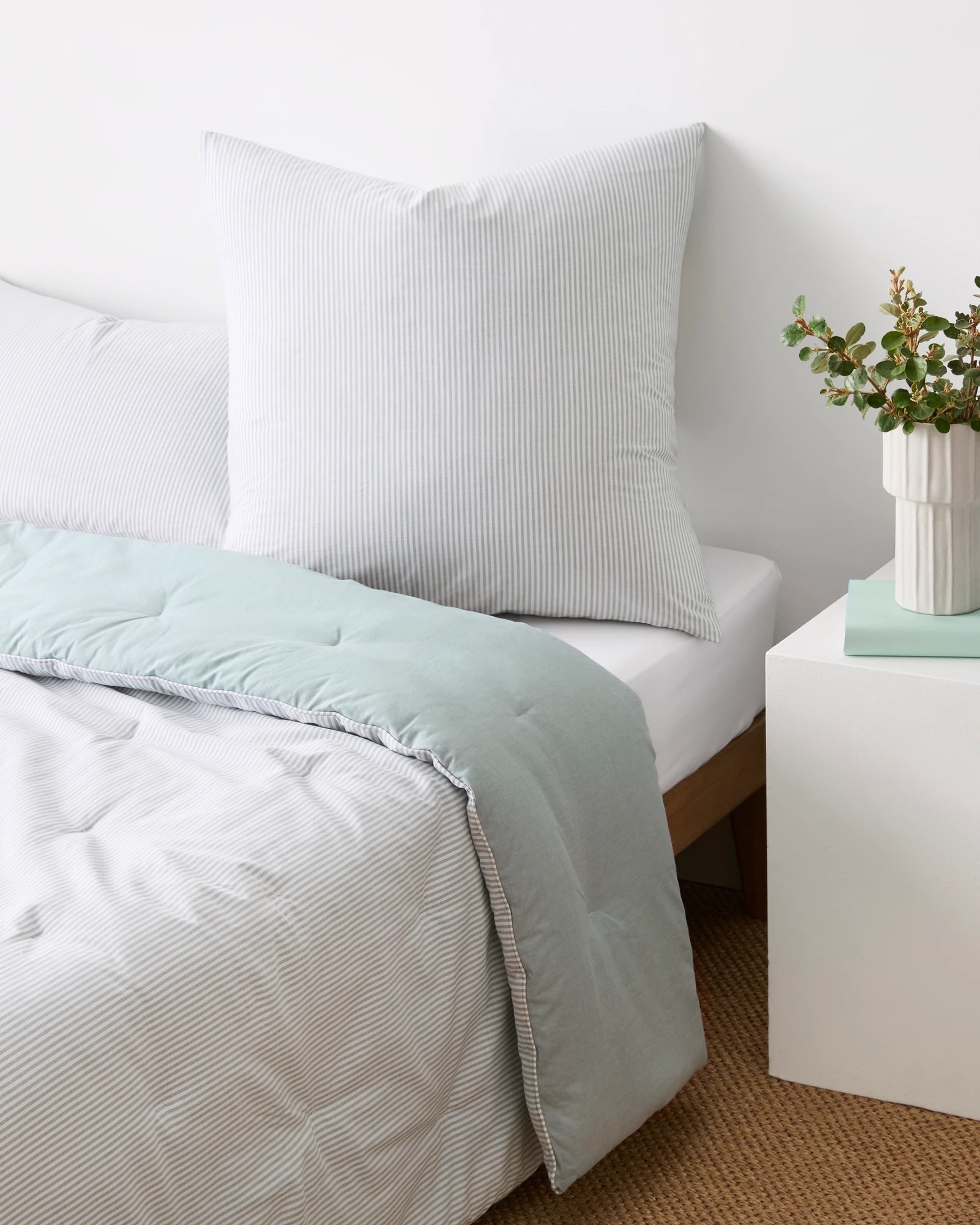 1 Target Hampton Stripe European Pillowcase - One Size - Green, 1 of 2
