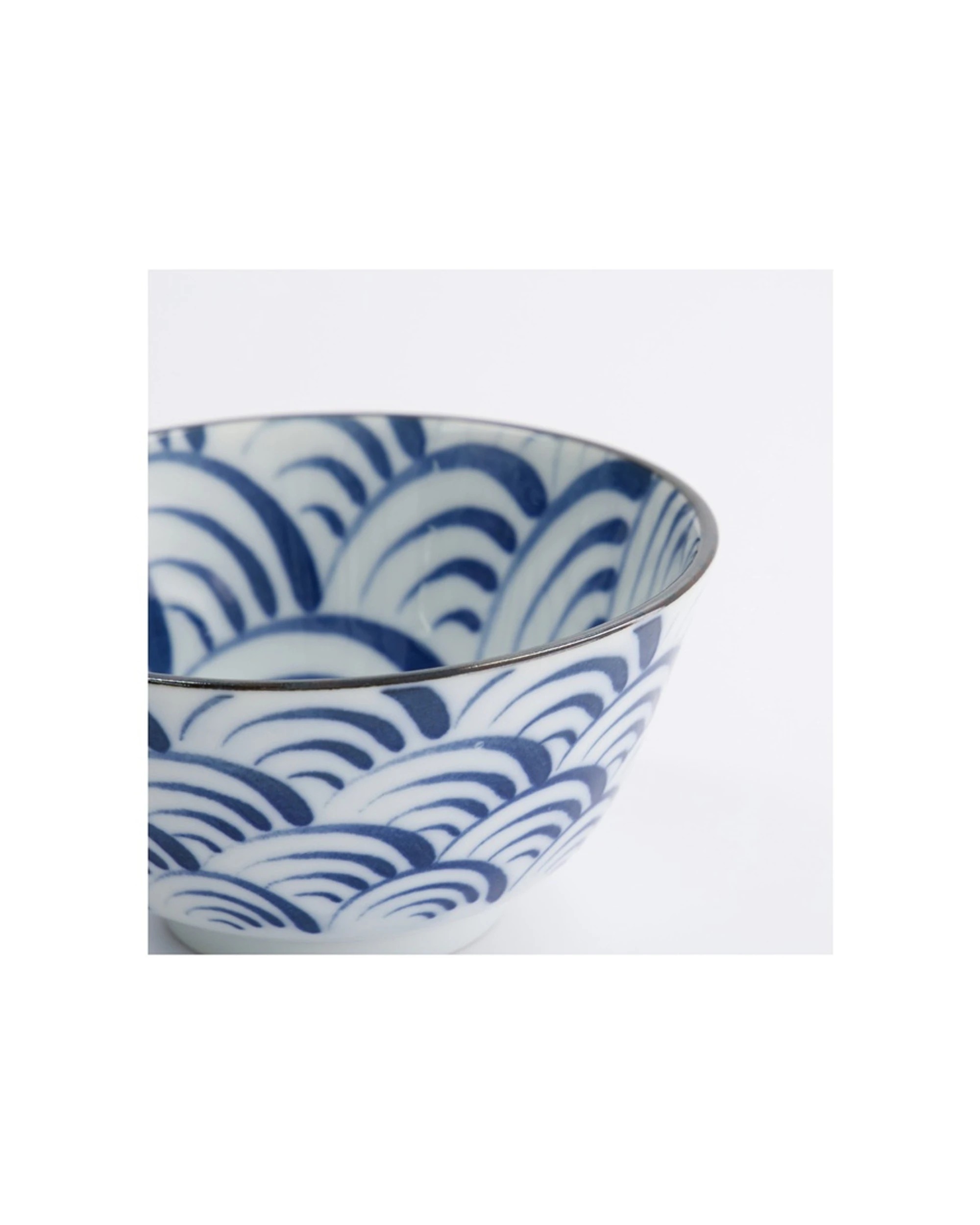 4 Tokyo Design Natsu Nami Porcelain Rice Bowl 12x6cm - Blue, 4 of 4