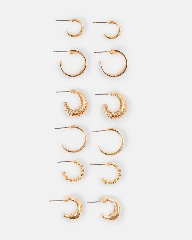 6 Pack Chunky Mini Hoop Earr