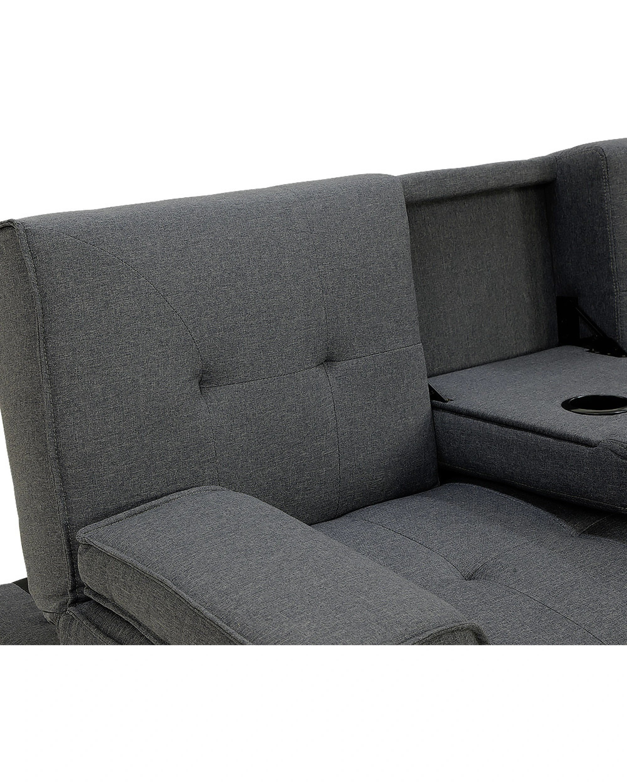 7 Sarantino Linen Fabric Sofa Bed Lounge Couch Futon - Grey, 7 of 8