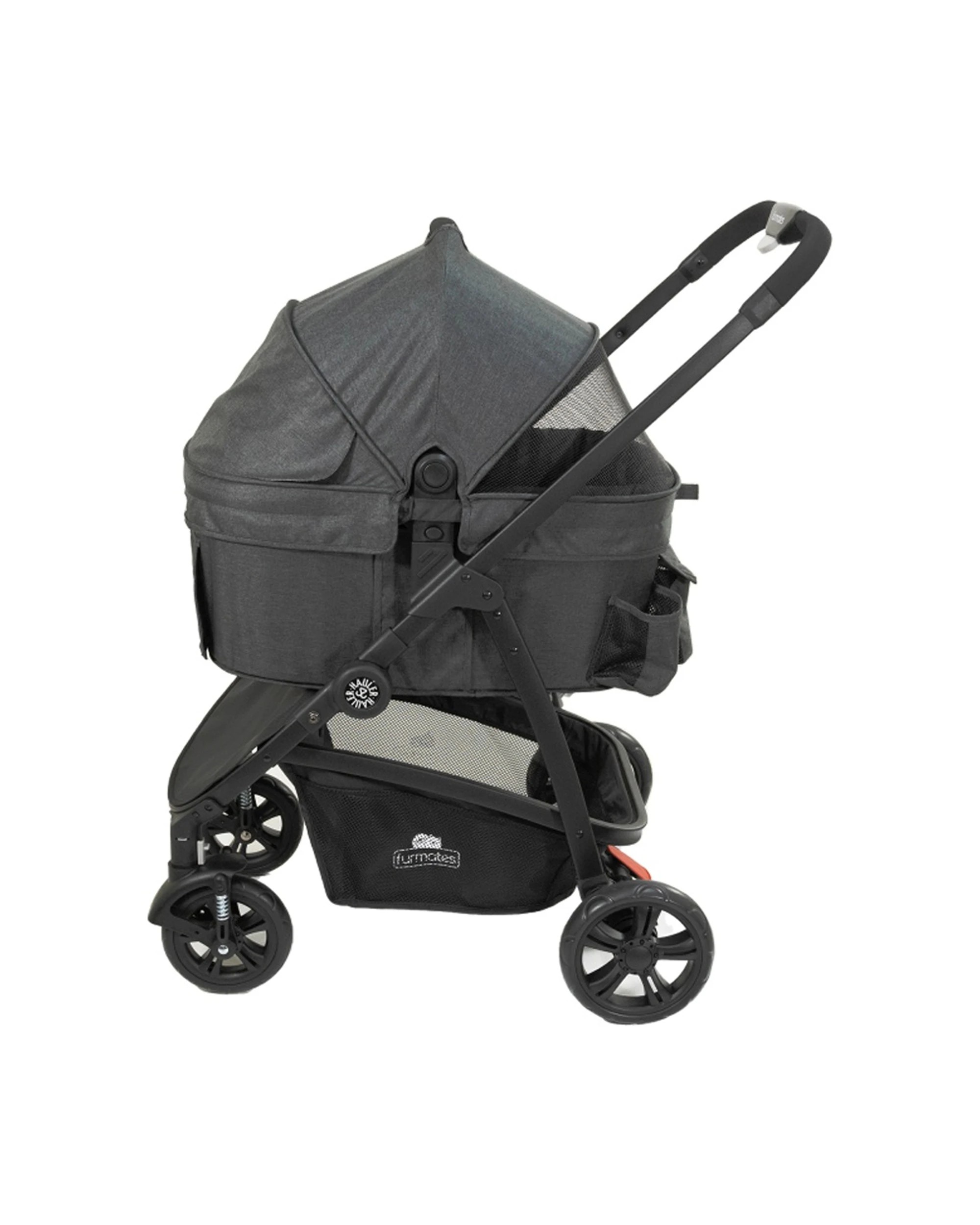 4 Furmates Hauler Pet Stroller Pram With Removable Carrier Mesh And Foldable 25kg - Grey, 4 of 8