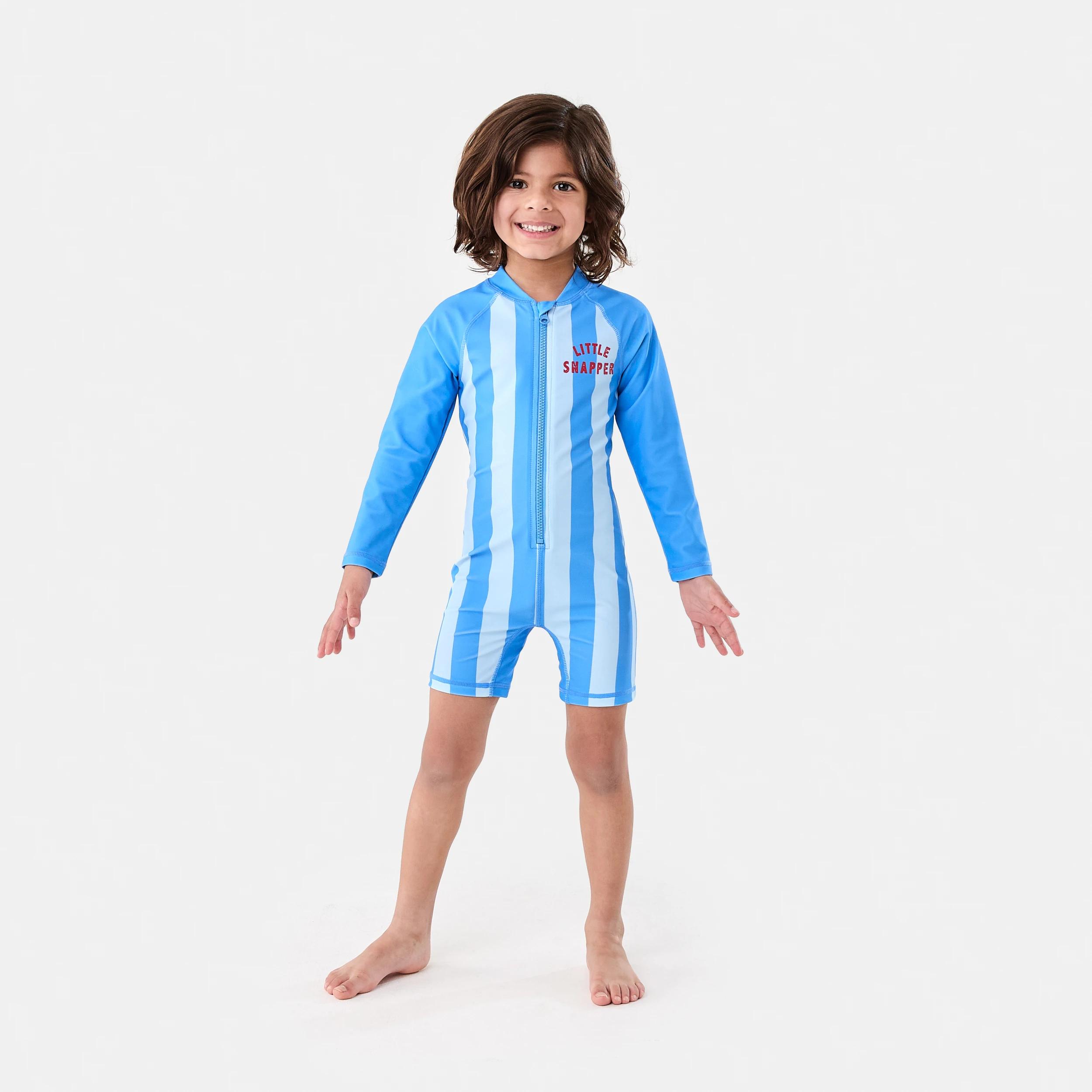 5 Long Sleeve Colour Block Swimsuit BLUE LITTLE SNAPPER SURF STRIPE, 5 of 6