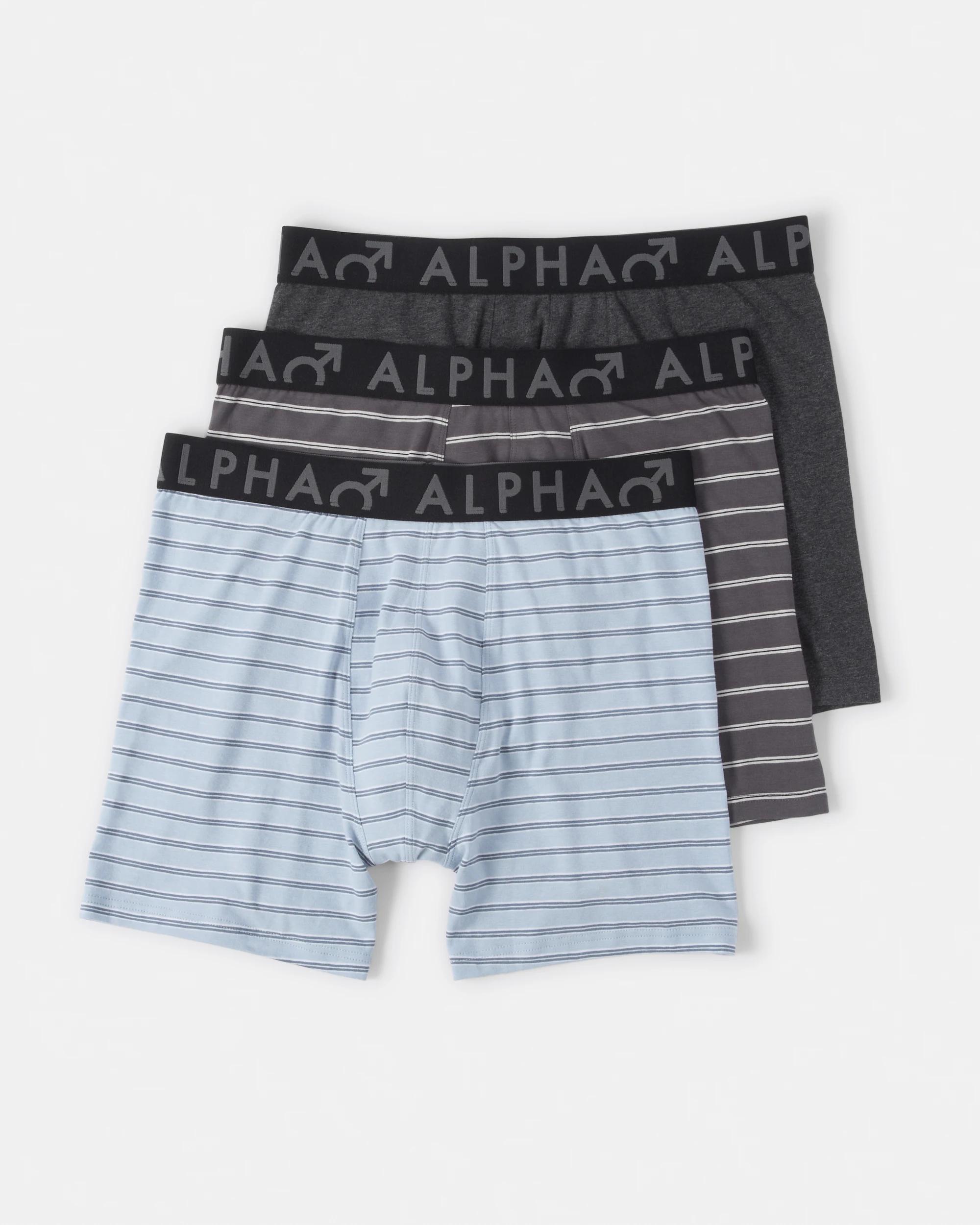 1 3 Pack Mid Length Stripe Trunks Gry Stripe, 1 of 7