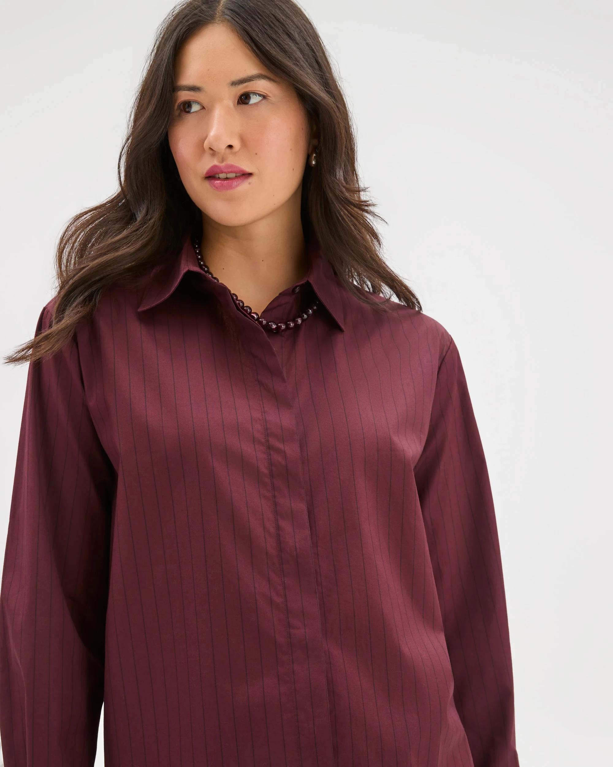 4 Preview Australian Cotton Poplin Shirt PINOT BURGUNDY, 4 of 8