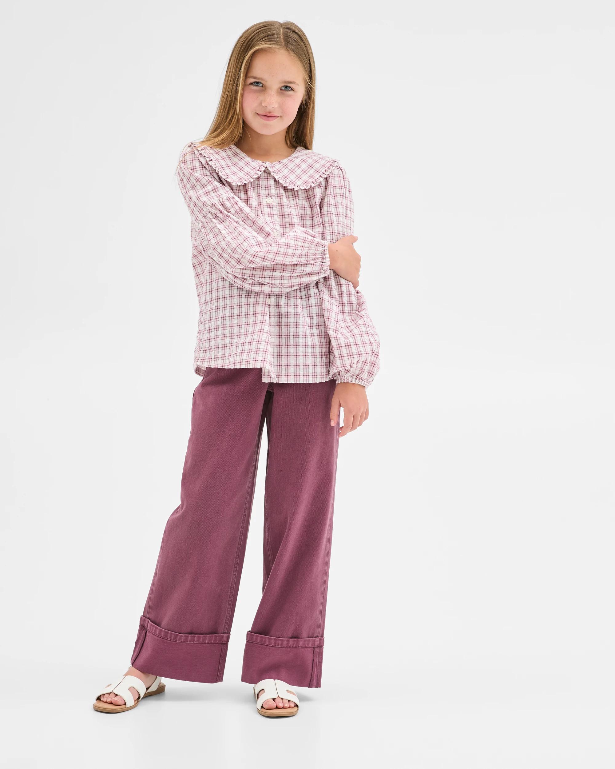 5 Target Kids Denim Wide Leg Cuffed Jeans BURGUNDY, 5 of 7