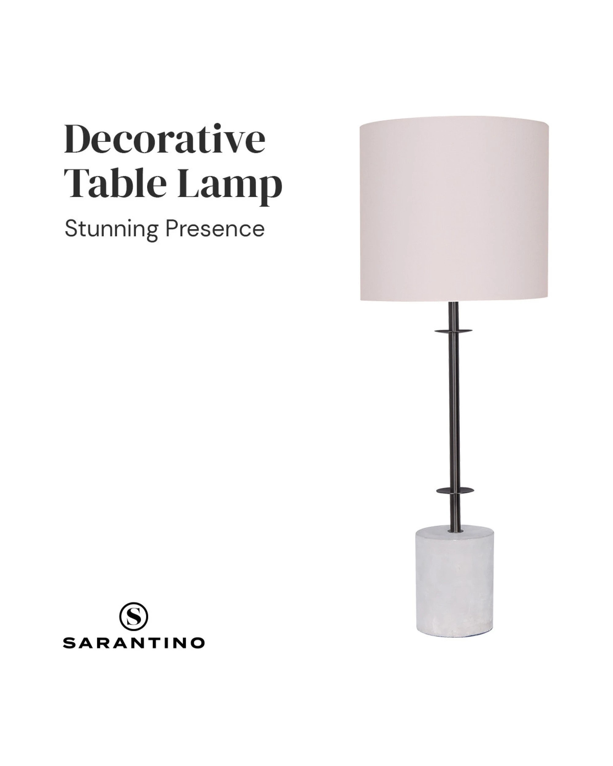 6 Sarantino Concrete Metal Desk Table Lamp Linen Drum Shade - Off-White, 6 of 10