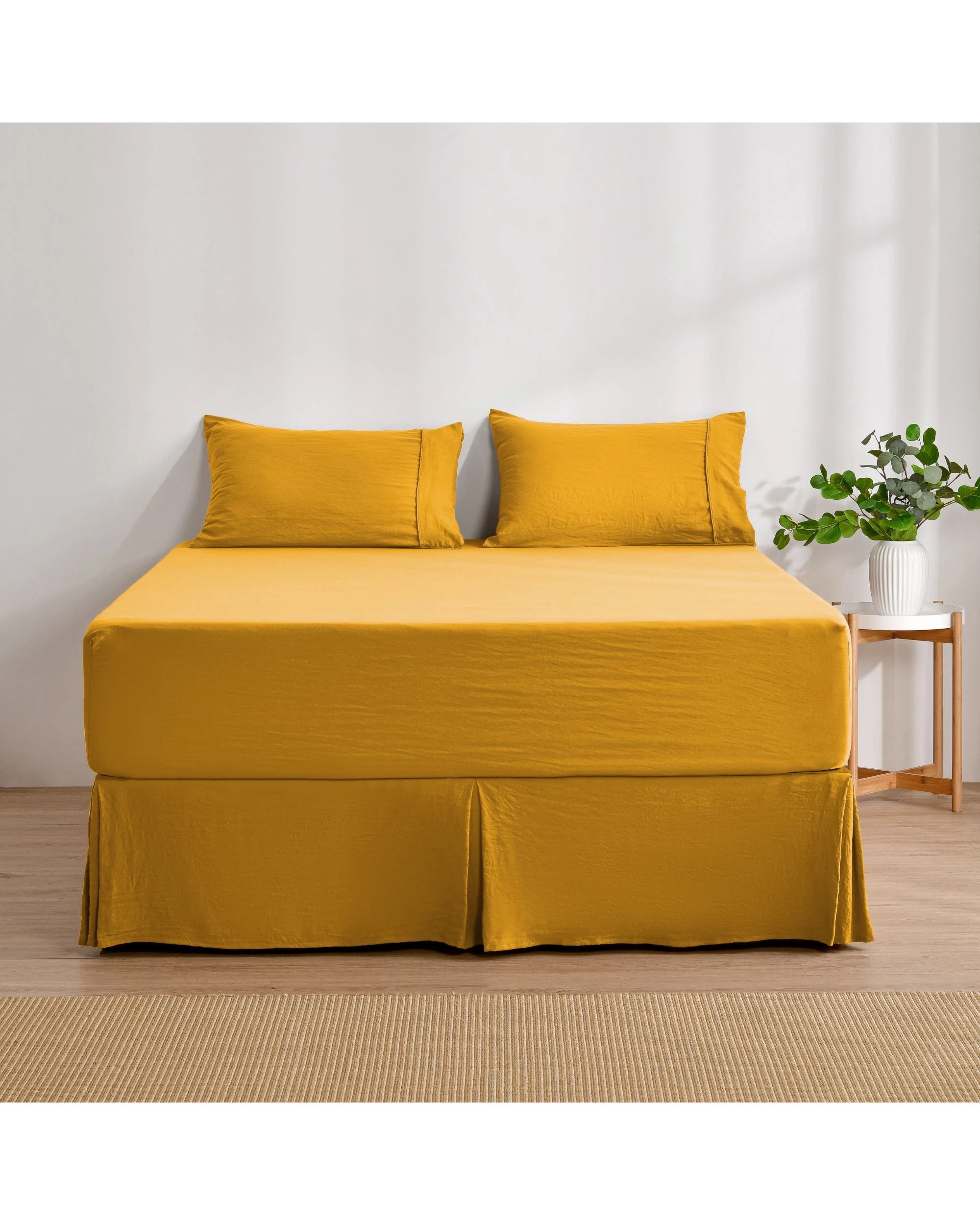 6 Dreamaker Superfine Washed Microfibre Pleated Valance - Super King Bed - Mustard, 6 of 7