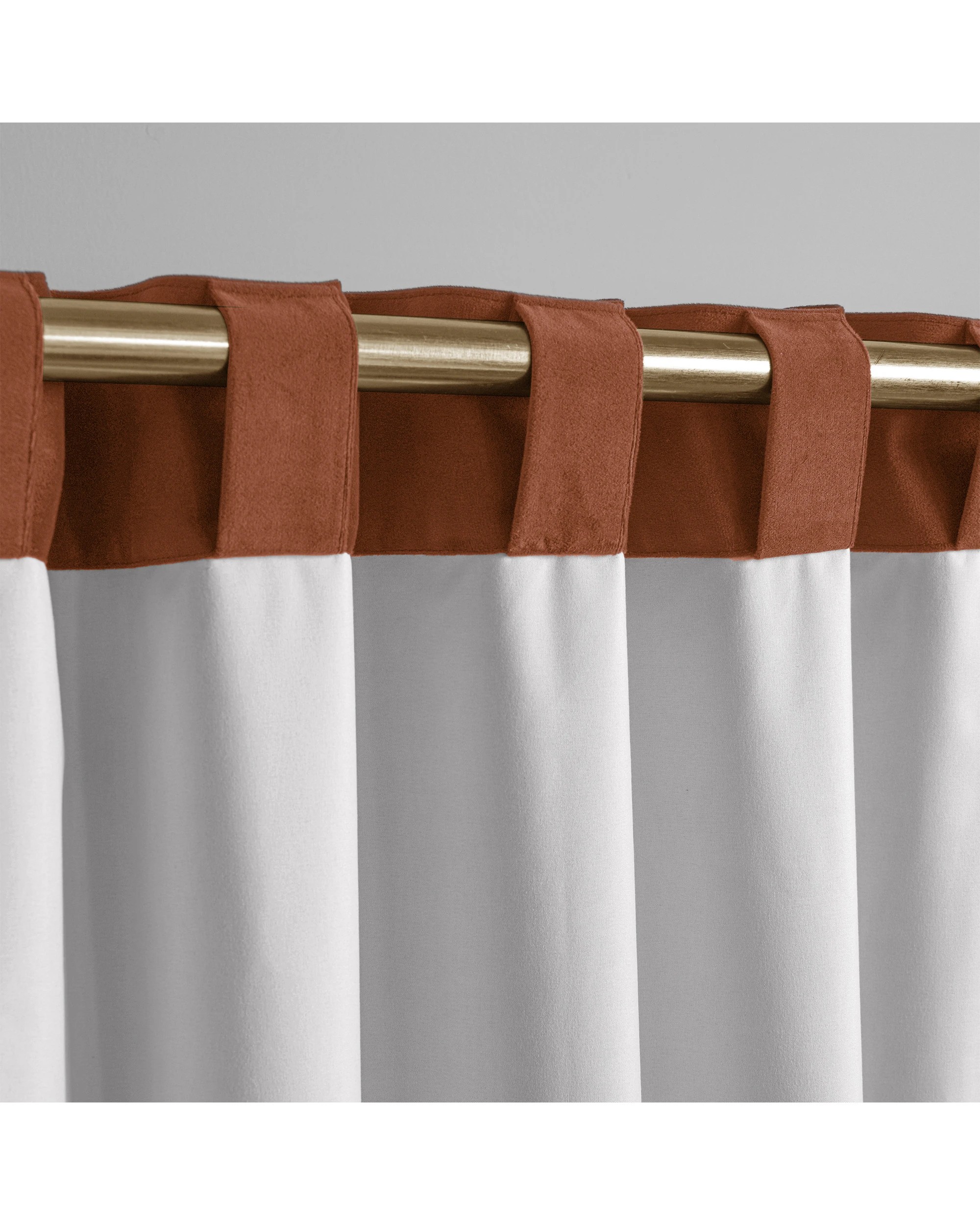 3 Cadence & Co. Byron Matte Velvet 100% Blockout Concealed Tab Top Curtain Twin Pack 225x223cm - Rust, 3 of 6