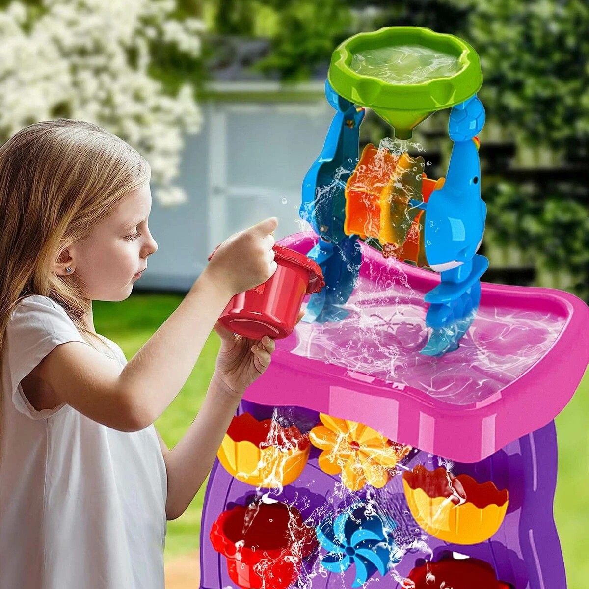 2 AUSWAY Waterfall Wall Table Water Sand Pit Pool Toys, 2 of 7