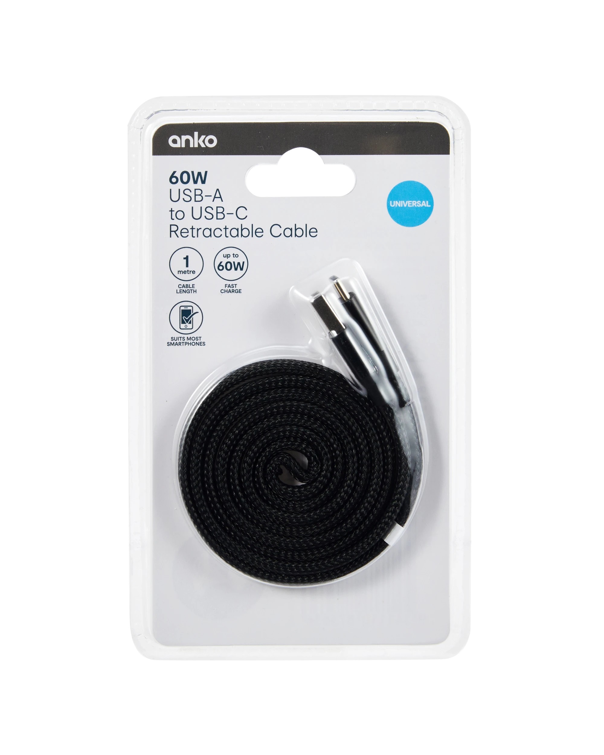 6 USB-A to USB-C Retractable Universal Cable - 1m, 6 of 6