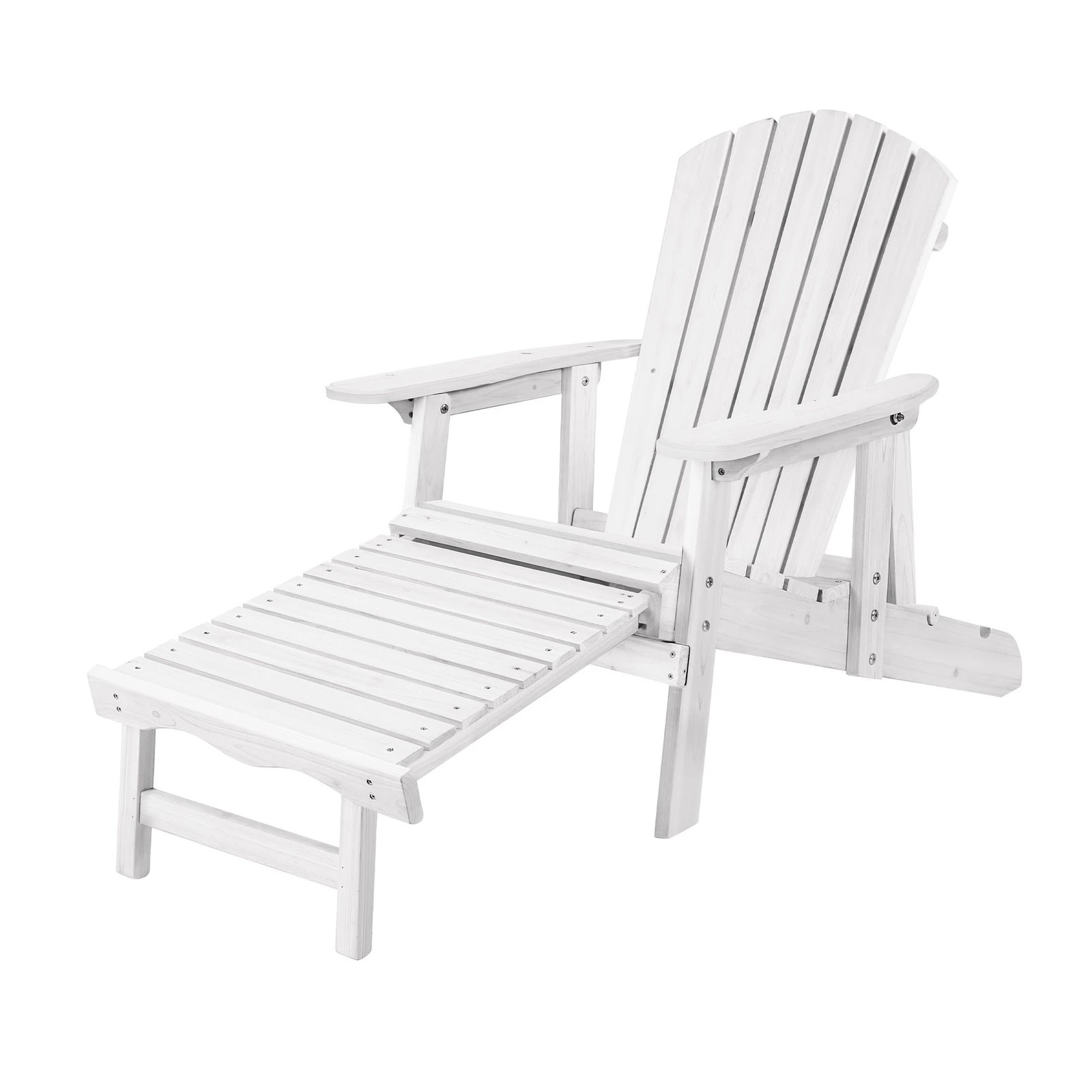 5 Alfordson 2x Outdoor Chairs Wooden Adirondack w/ Ottoman Patio Beach Garden - White, 5 of 10
