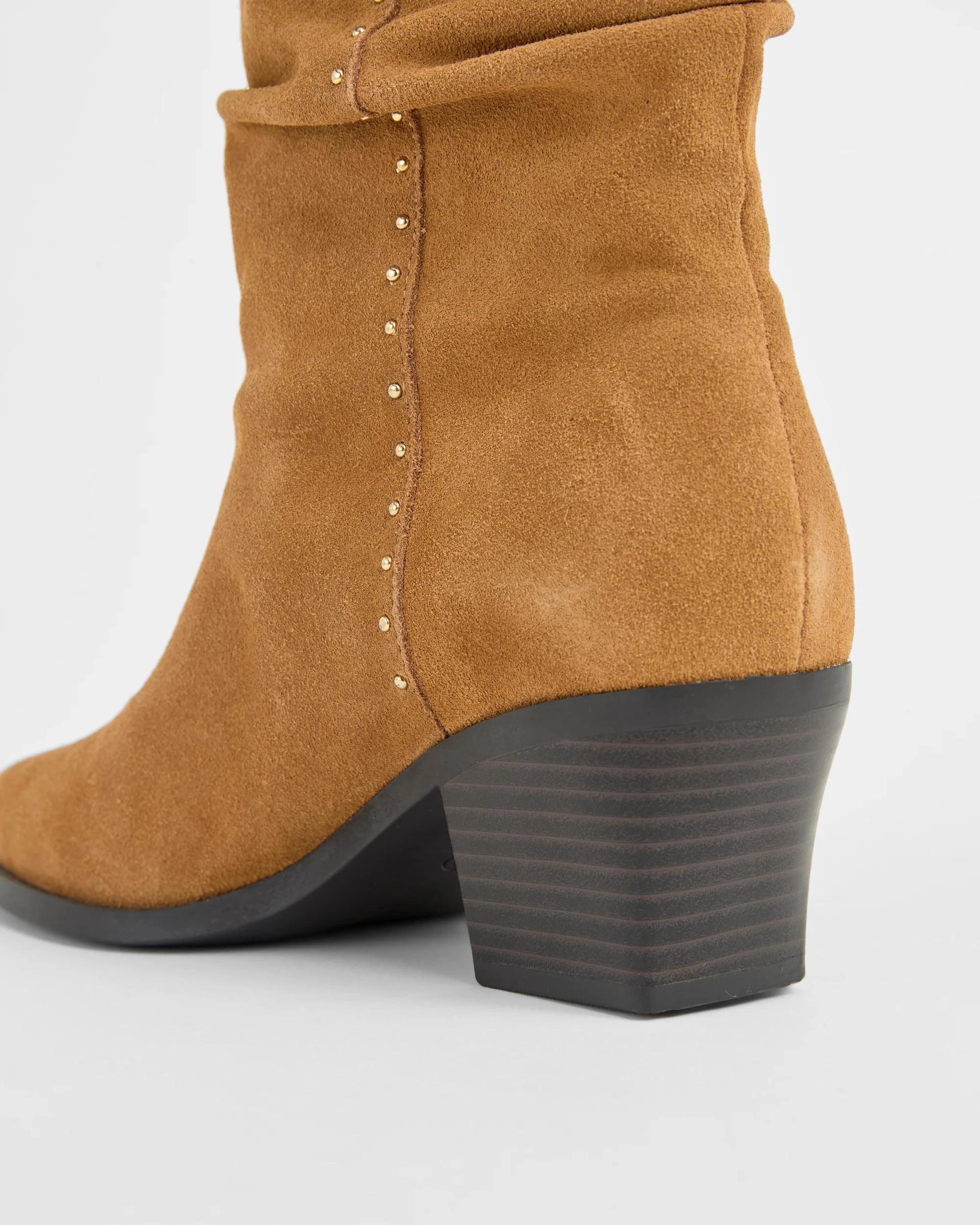 2 Target Woman Genuine Suede Leather Studded Ankle Boot - Tayla CHESTNUT, 2 of 3