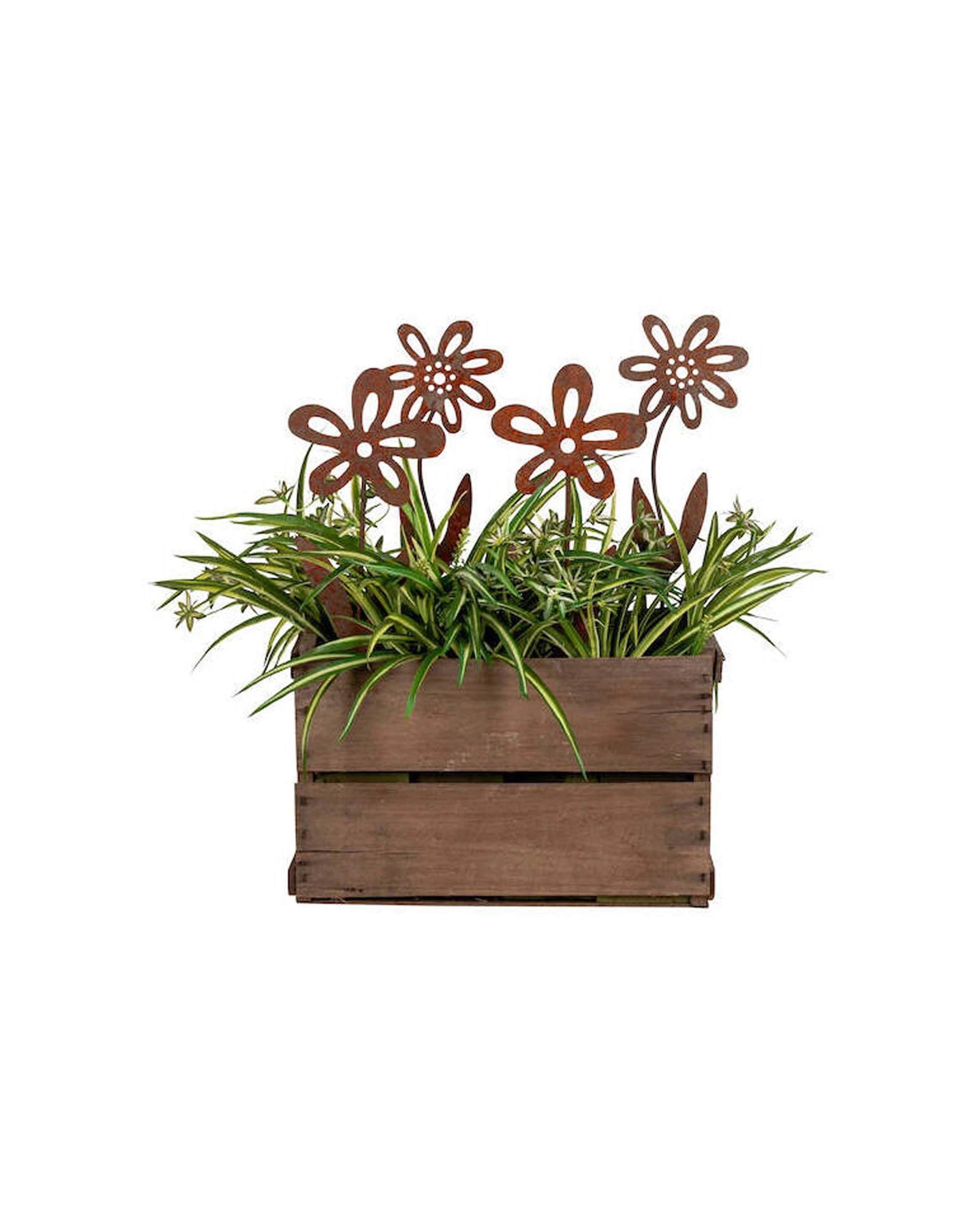2 Alfresco Forget Me Not Stake Rusted Metal Flower Home Garden Decor - Multi, 2 of 2