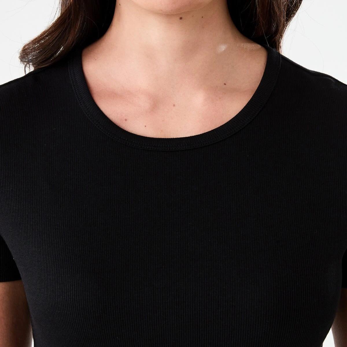 5 Short Sleeve Rib Crew Neck T-shirt BLACK, 5 of 5