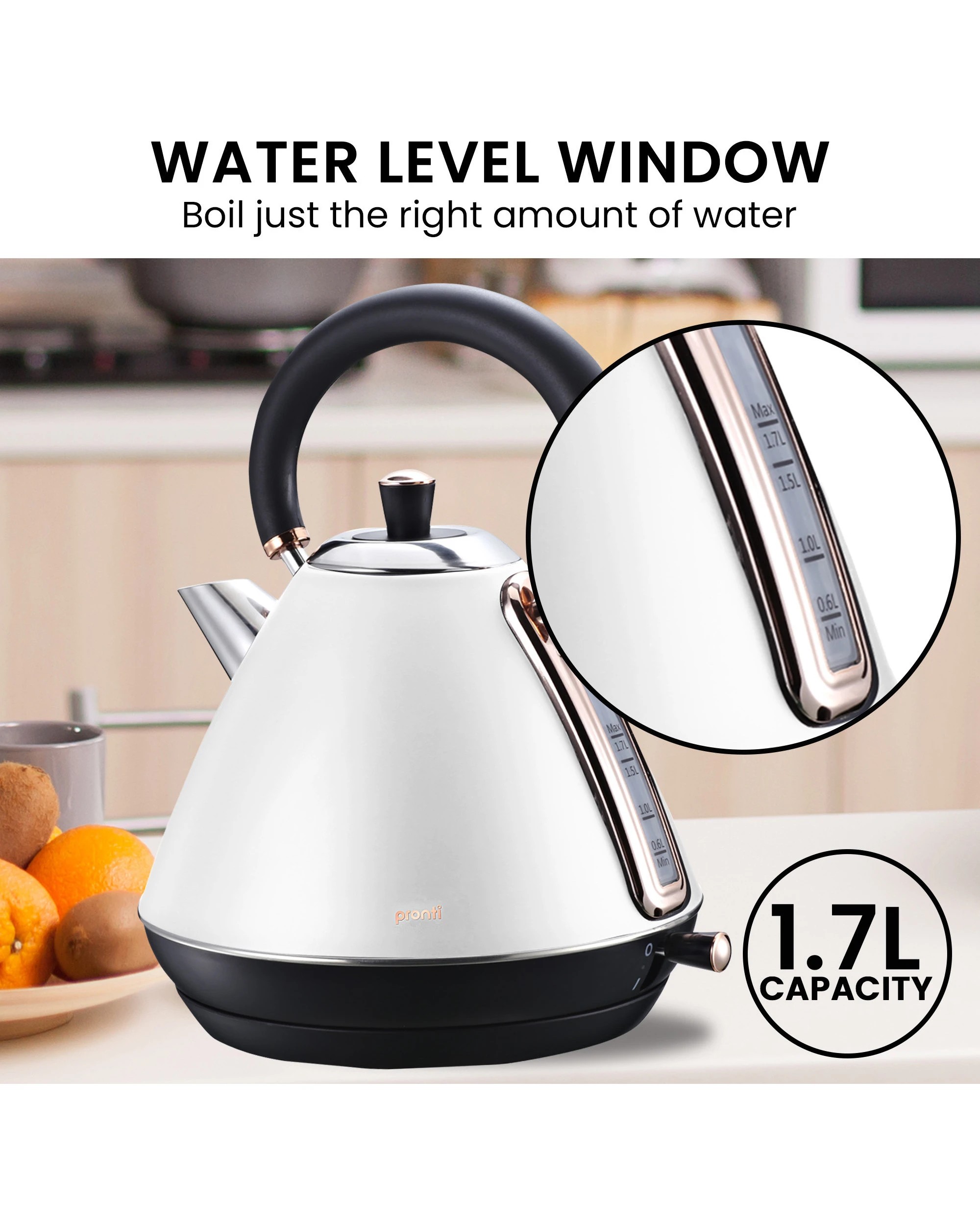 8 Pronti 3-in-1 Breakfast Set Kettle, 4-slice Toaster And Pronti Homemaid Coffee Machine Appliance Combo In White, 8 of 10