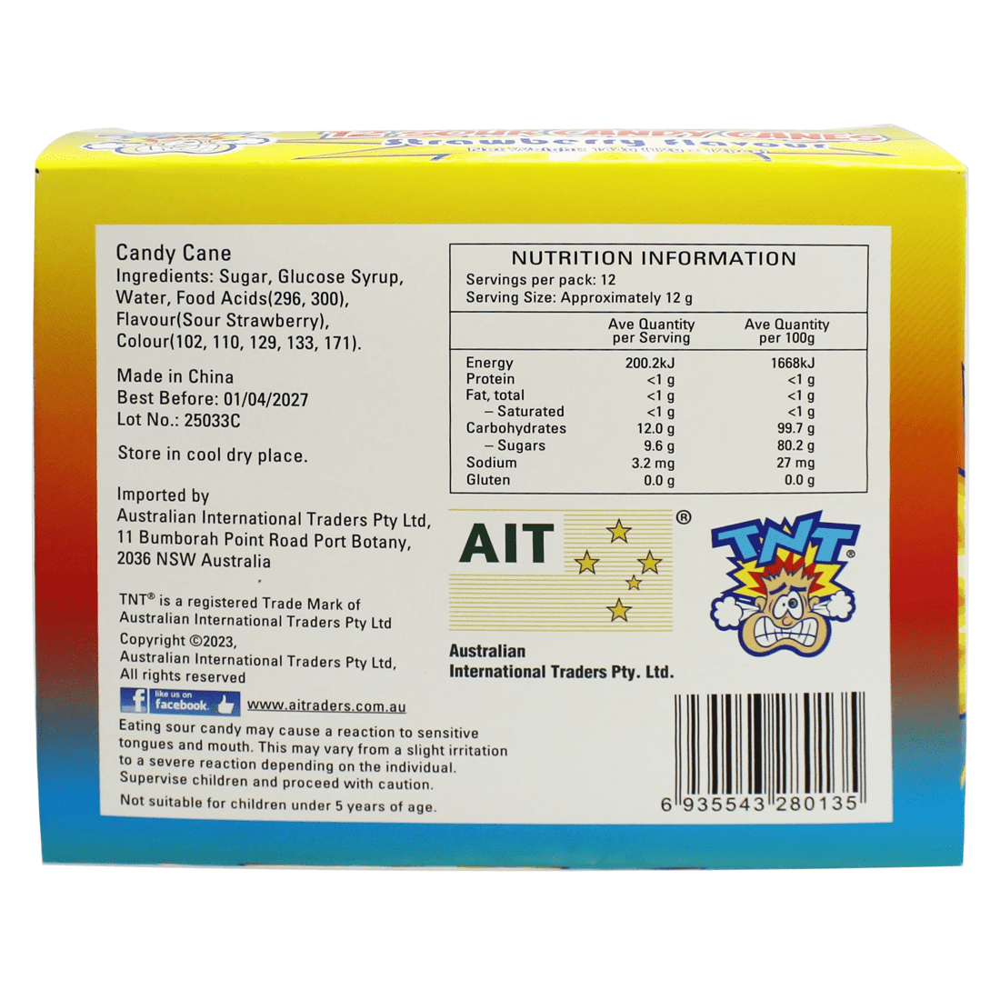 3 12 Pack TNT Sour Candy Canes 144g, 3 of 3