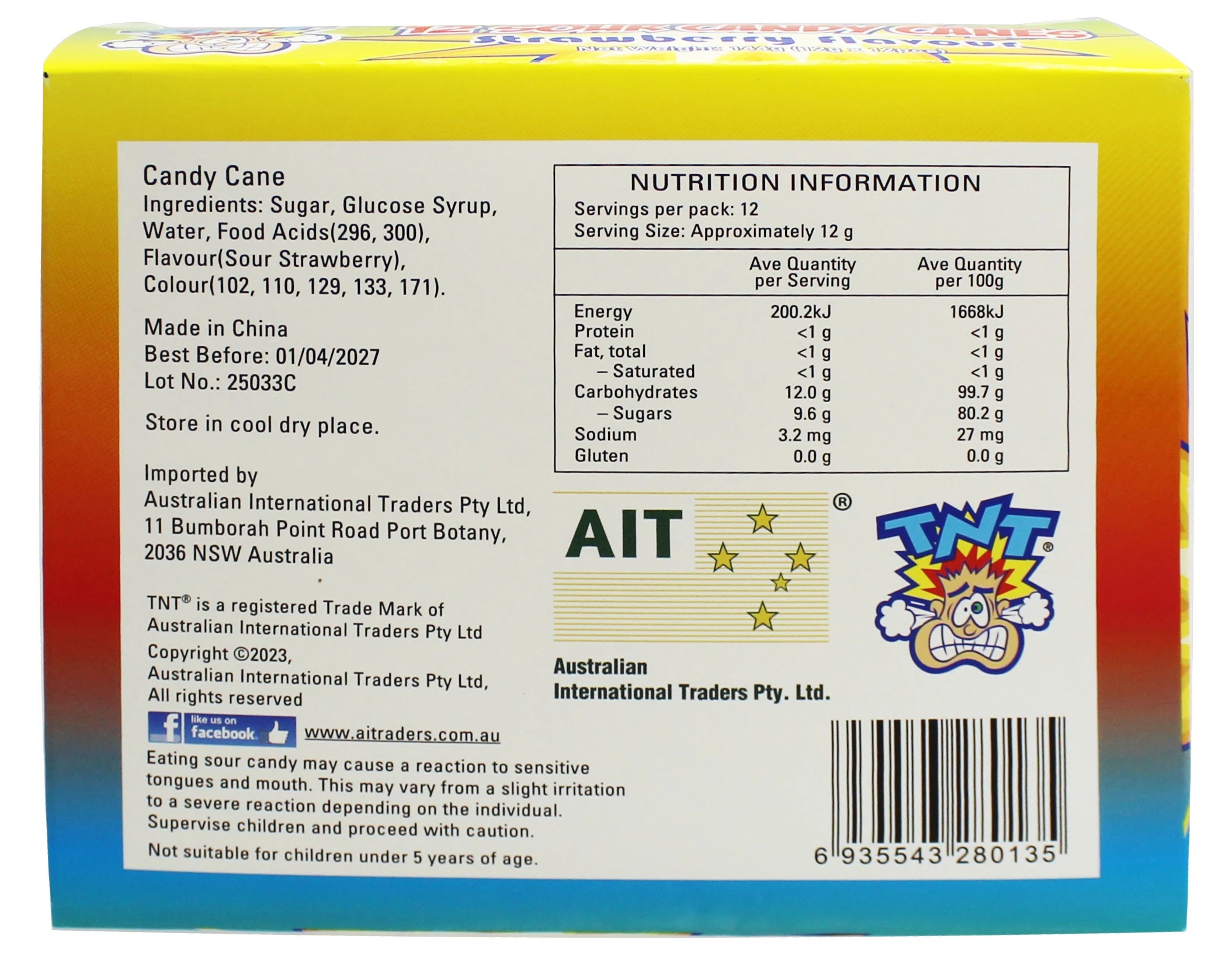 3 12 Pack TNT Sour Candy Canes 144g, 3 of 3