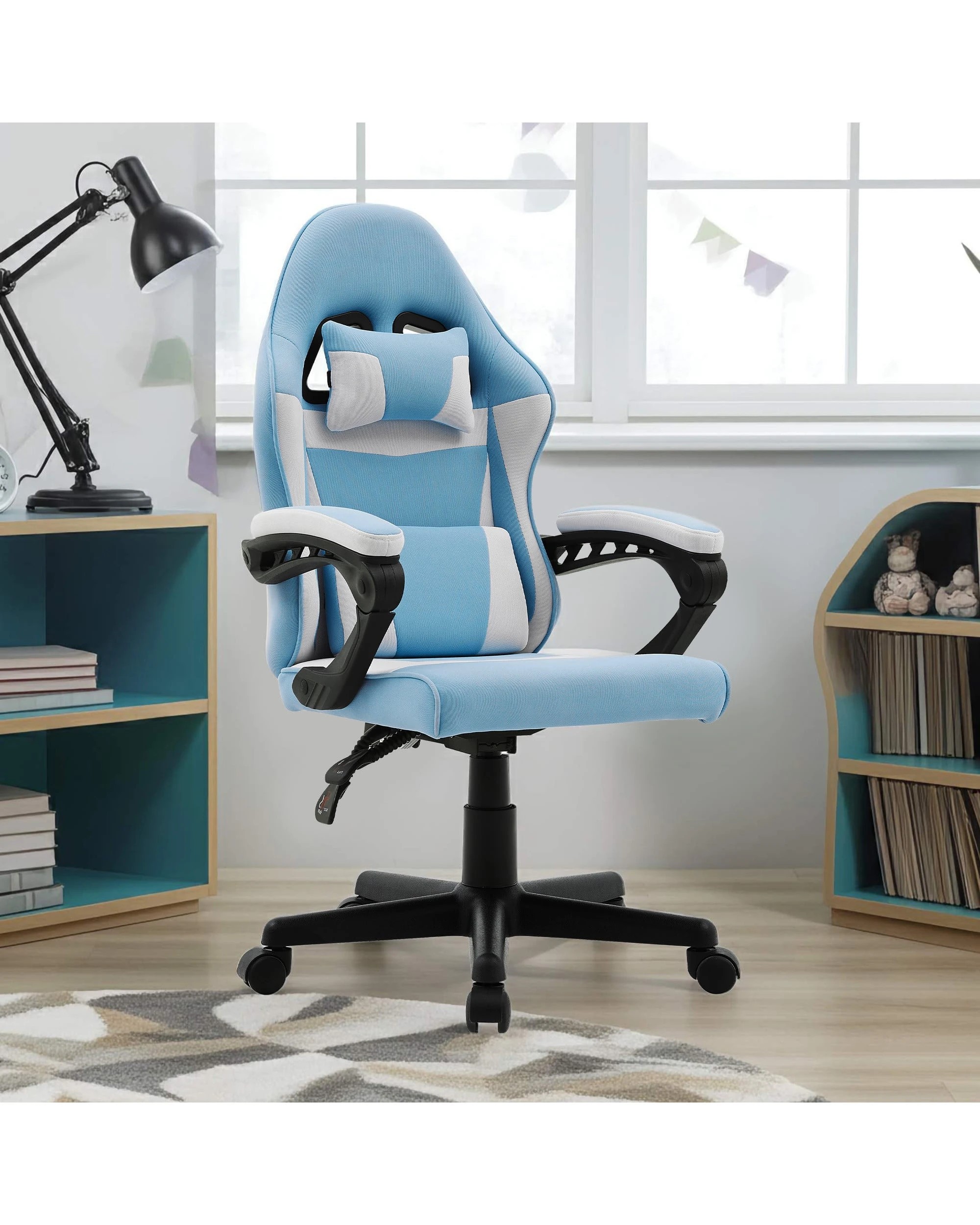 5 Sarantino Antre Kids Study Gaming Chair in Black and White Office Adjustable Height Chair, 5 of 5