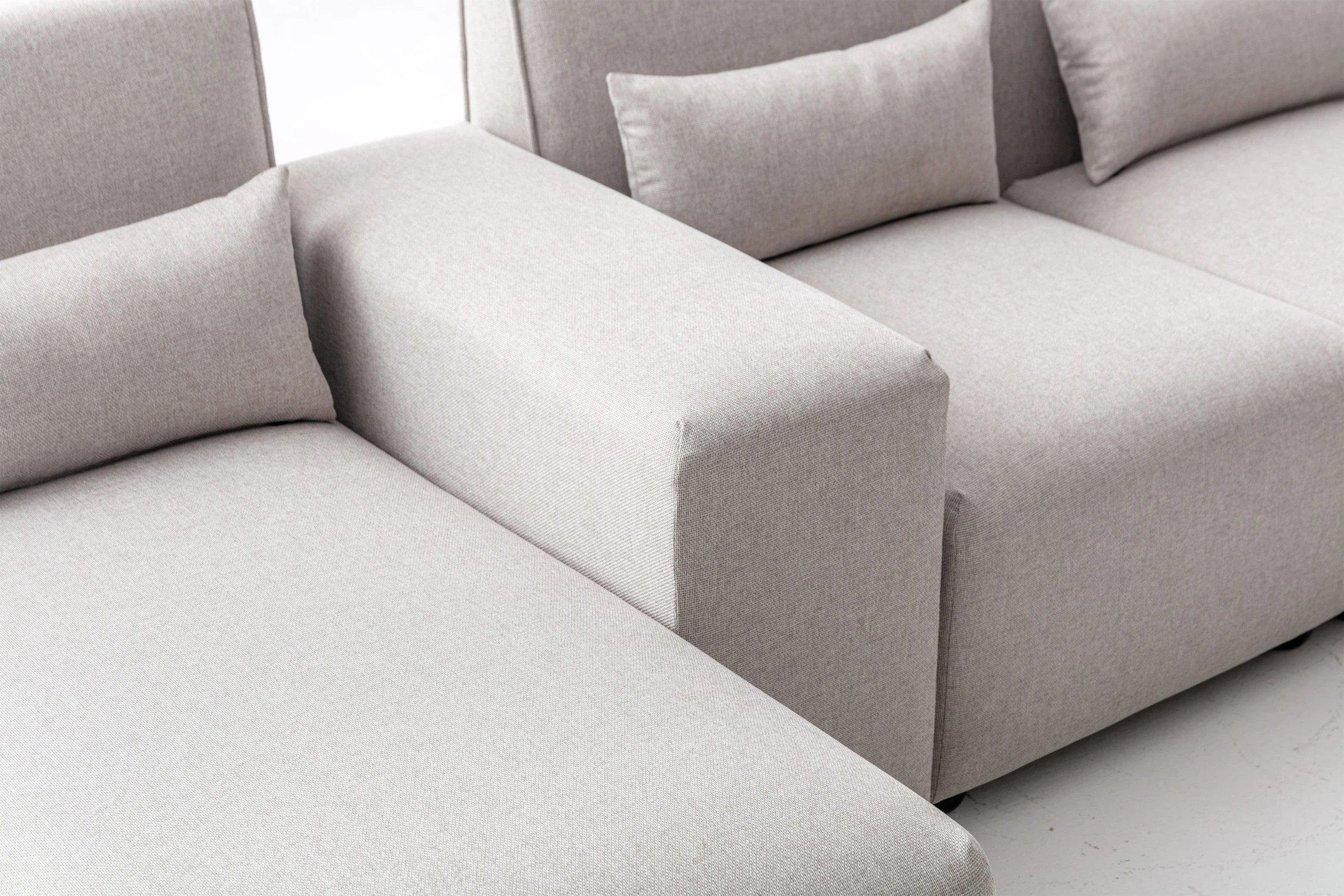 4 Foret 5 Seater Sofa Modular Corner Lounge Couch Fabric Right Chaise Beige, 4 of 9