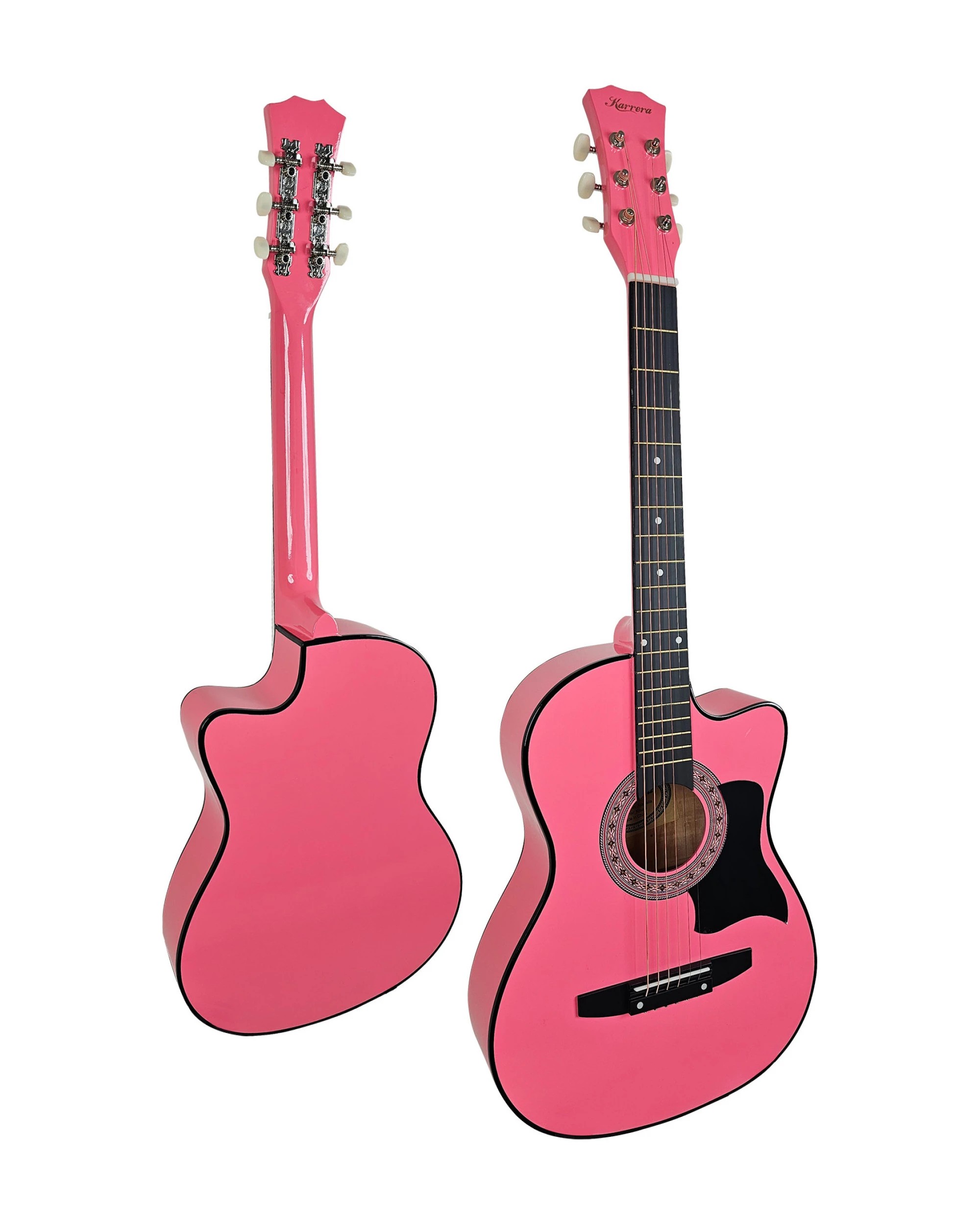 3 Karrera 38in Cutaway Acoustic Guitar with Guitar Bag - Pink, 3 of 5