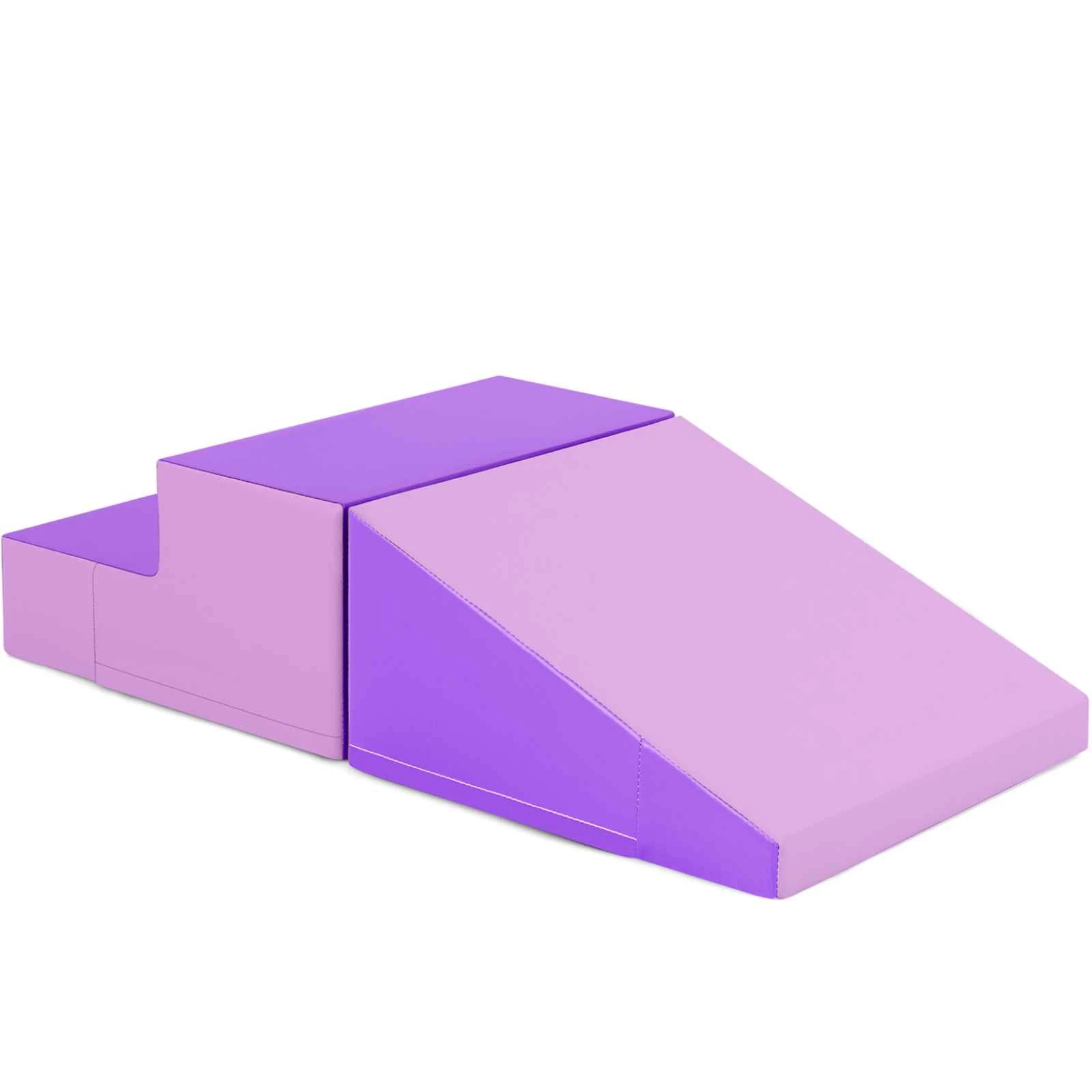 1 Costway 2PCS Foam Climbing Blocks Soft Play Set - Purple, 1 of 3