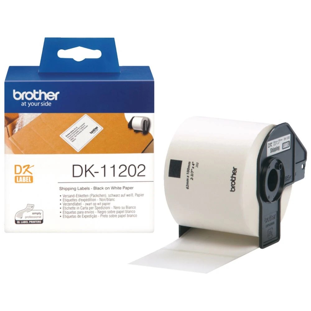 2 Brother DK 11202 Labels Shipping 62 x 100mm Black on White, 2 of 2