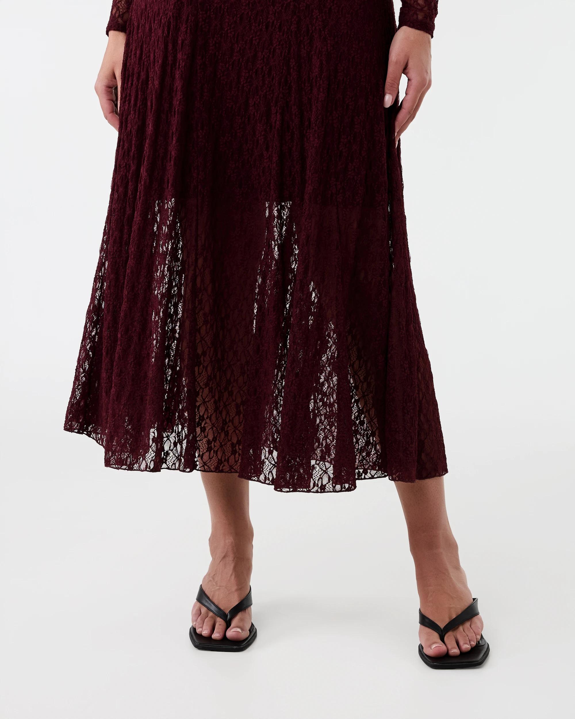 7 Long Sleeve Lace Midi Dress Red Royale, 7 of 7
