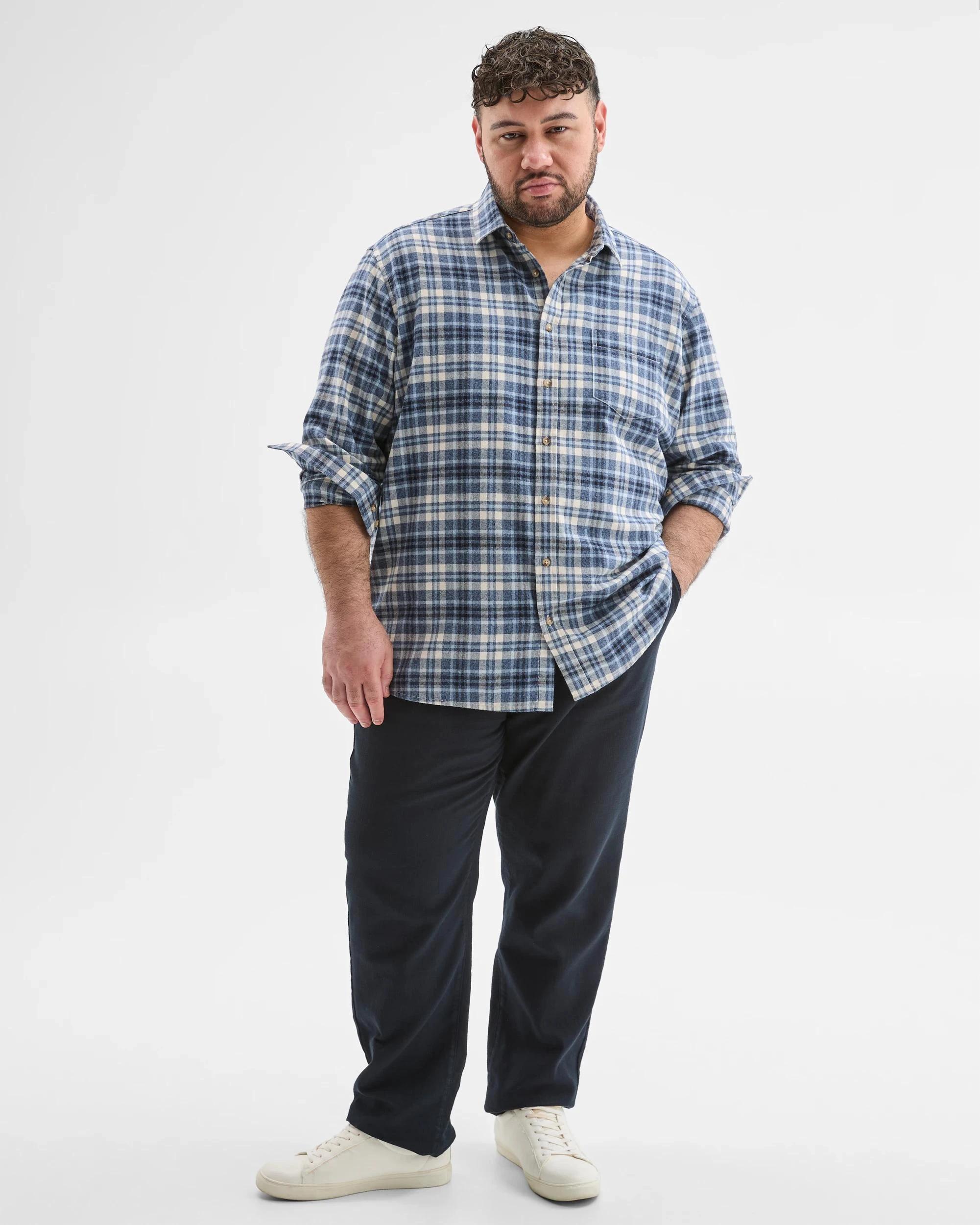 5 Target Man Plus Plus Size Australian Cotton Long Sleeve Flannelette Shirt BLUE, 5 of 6