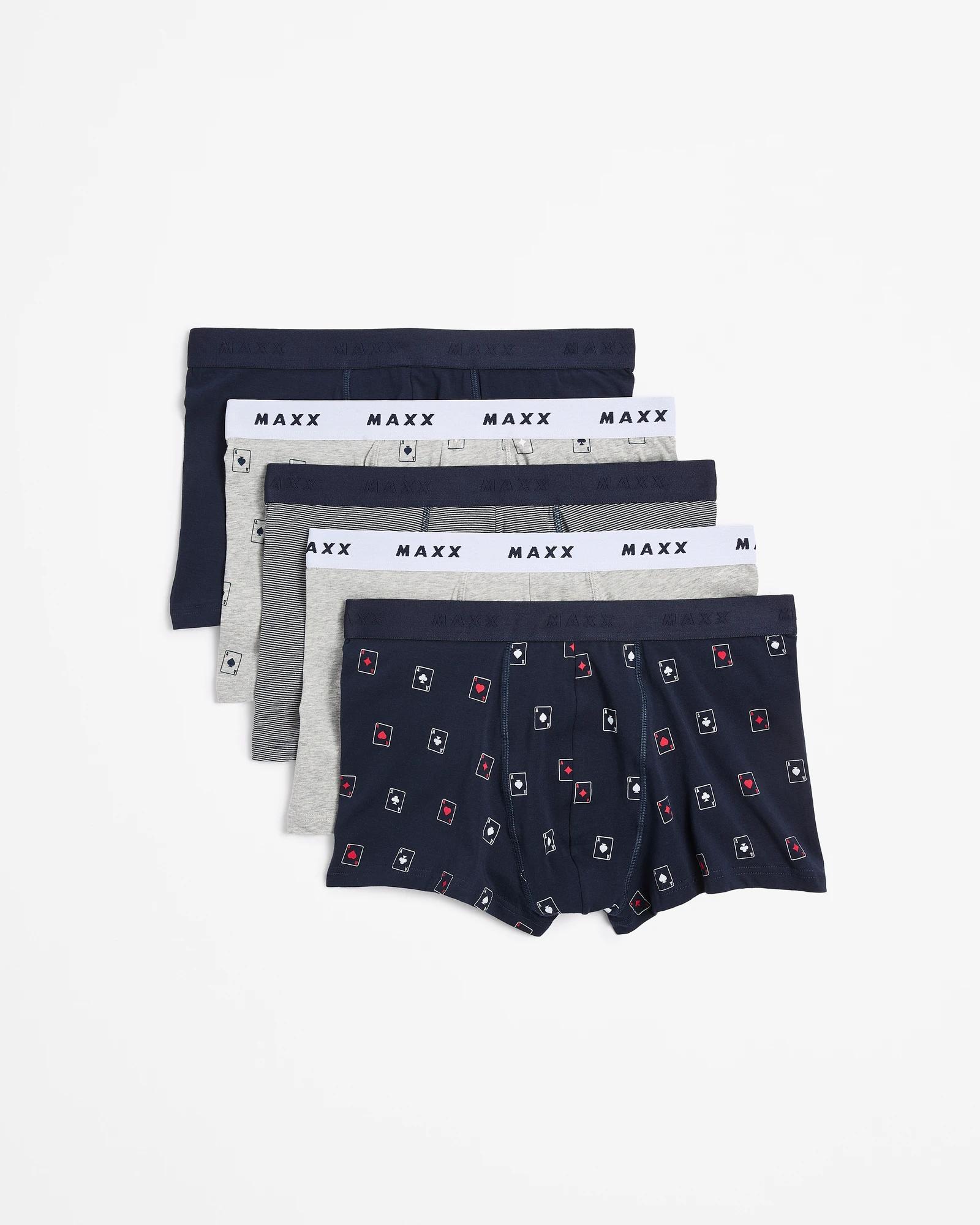 1 Australian Cotton Blend 5 Pack Hipster Trunks - Maxx NAVY / GREY, 1 of 4